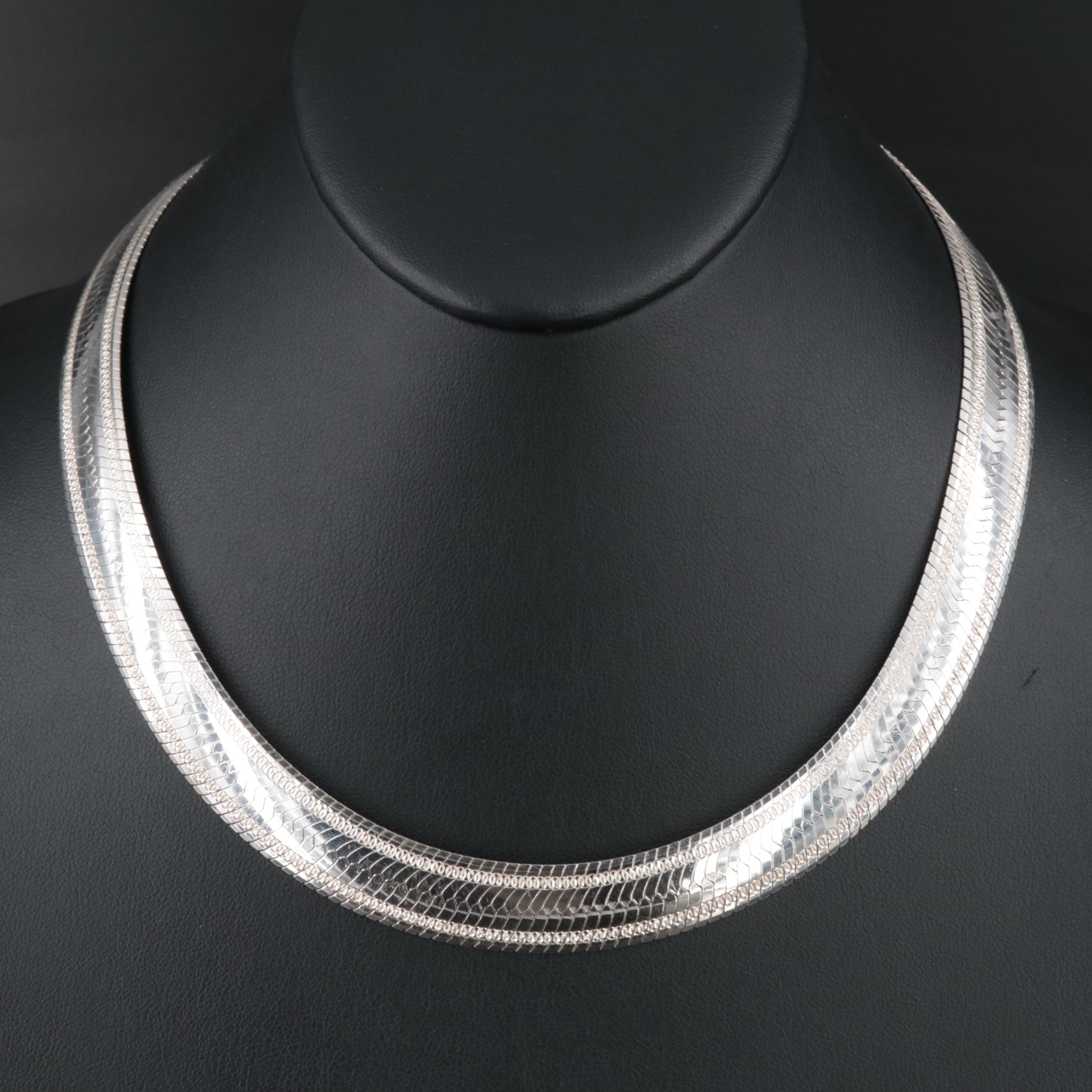 Sterling Reversible Herringbone Necklace
