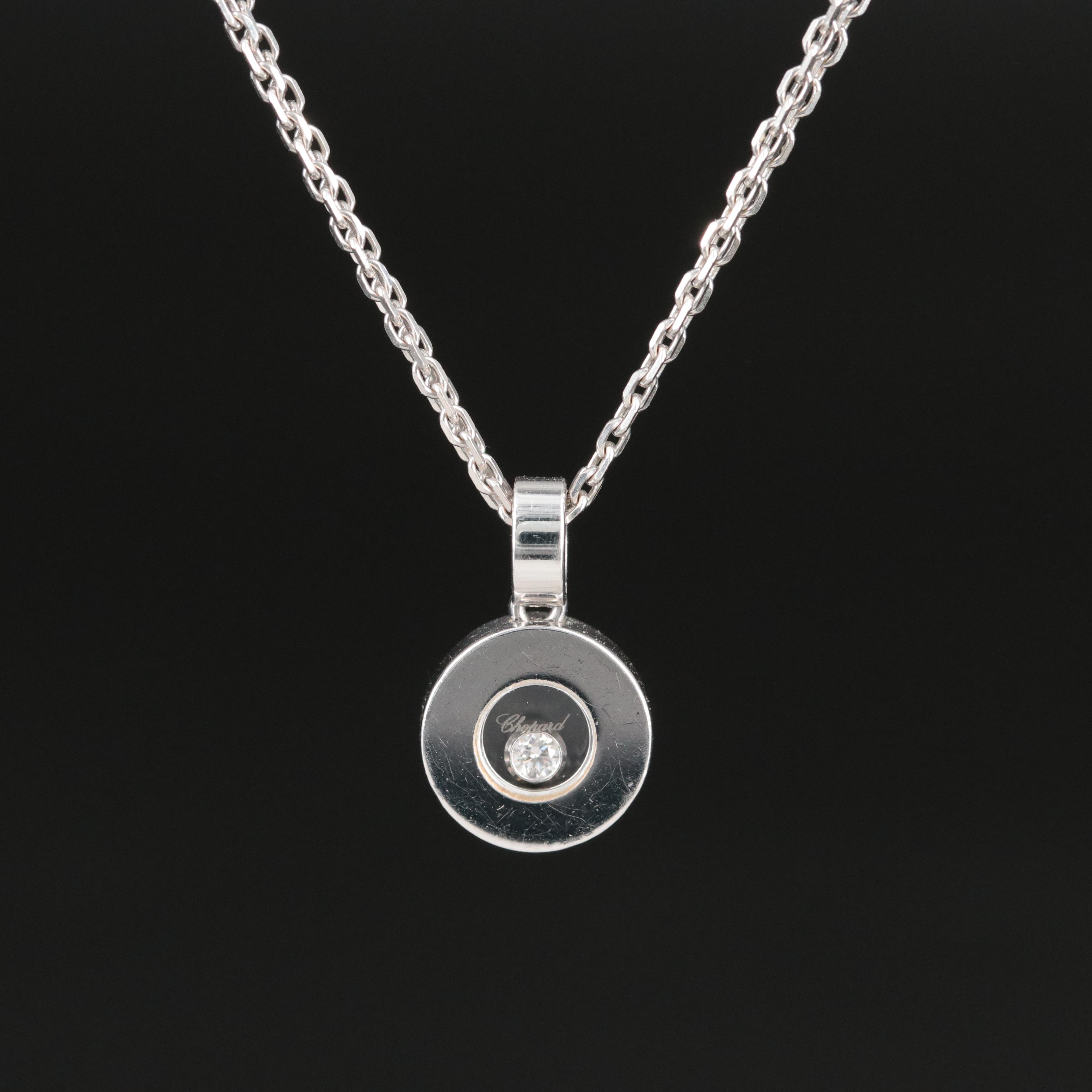 Chopard Happy Diamond Icons 18K Diamond Solitaire Circle Pendant Necklace