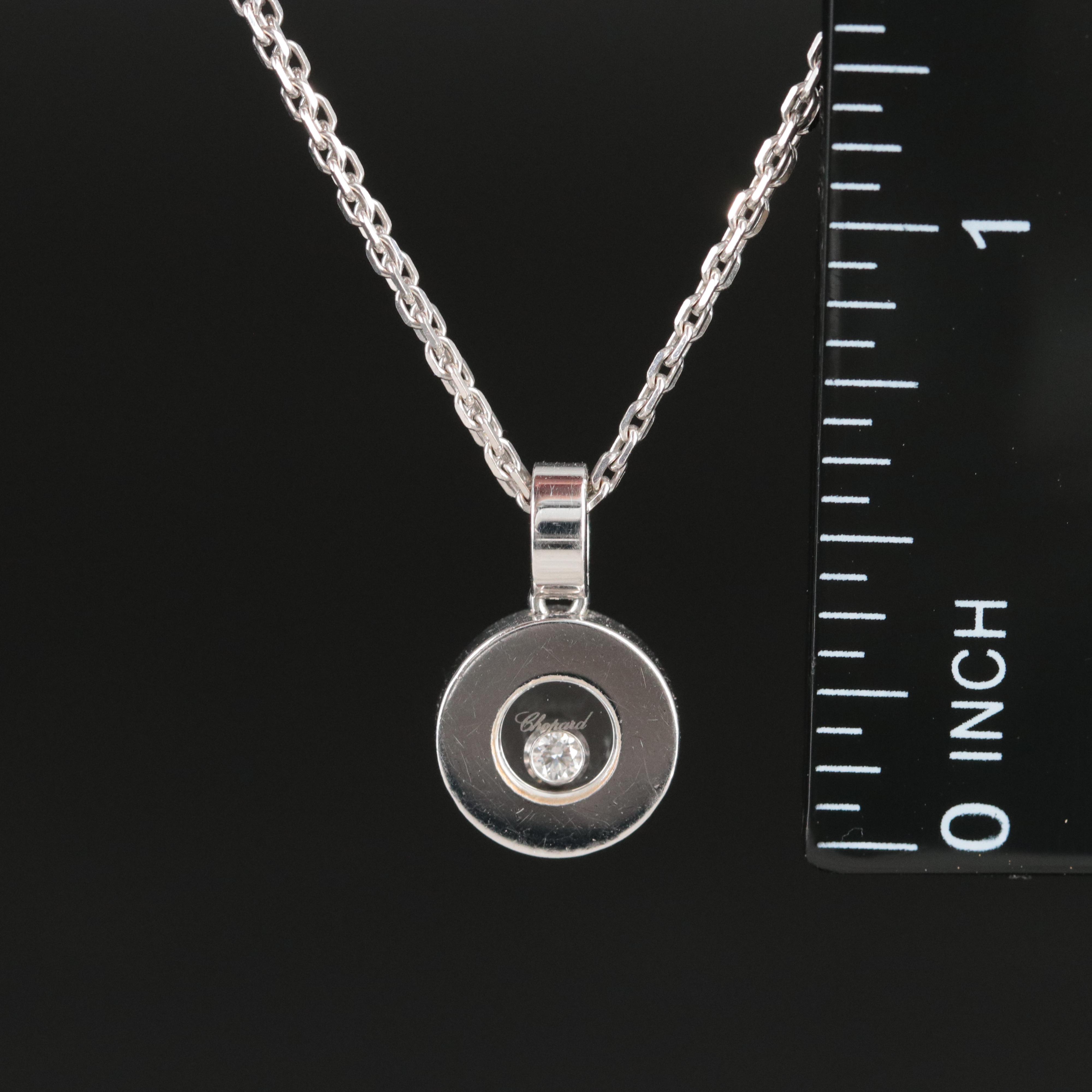 Chopard Happy Diamond Icons 18K Diamond Solitaire Circle Pendant Necklace