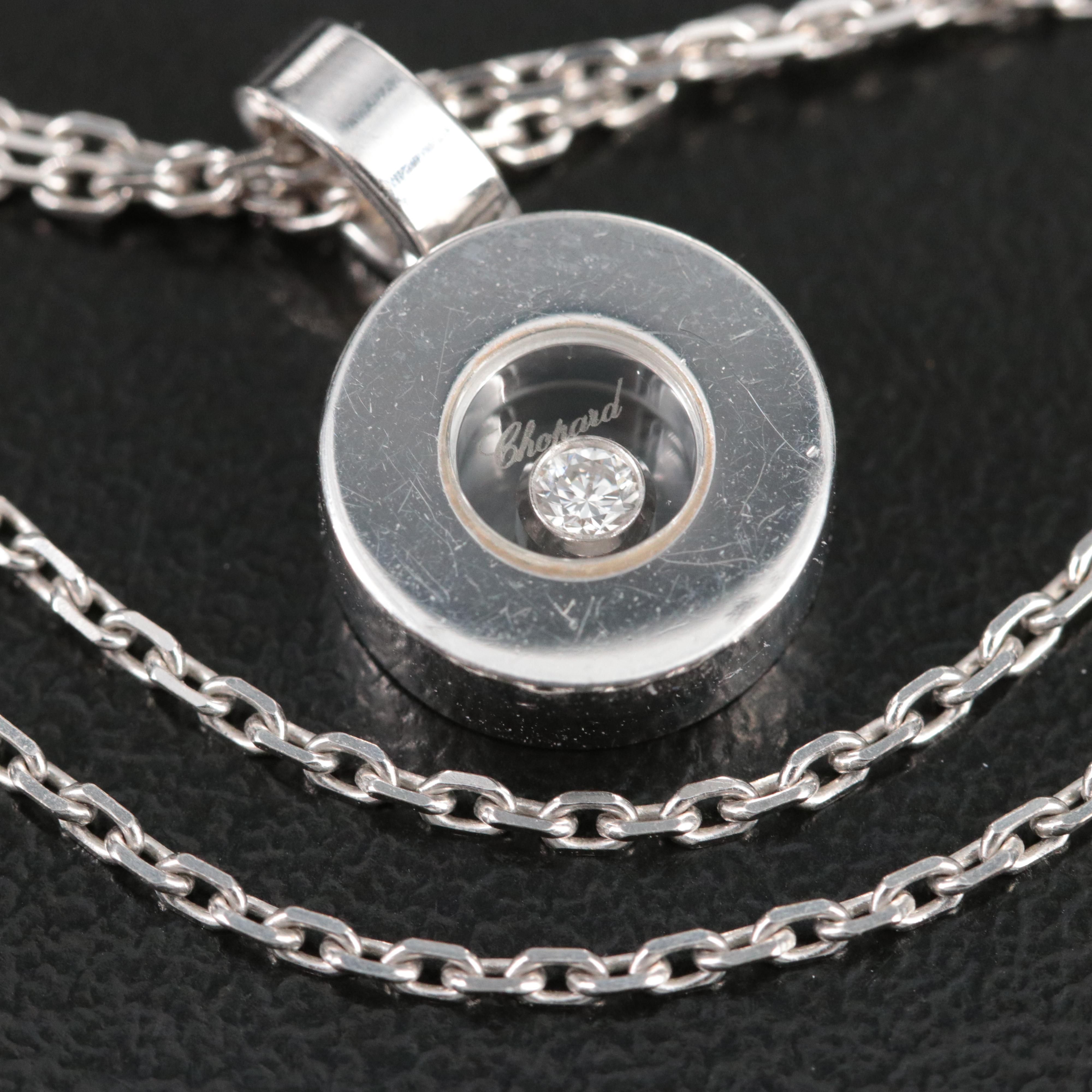 Chopard Happy Diamond Icons 18K Diamond Solitaire Circle Pendant Necklace