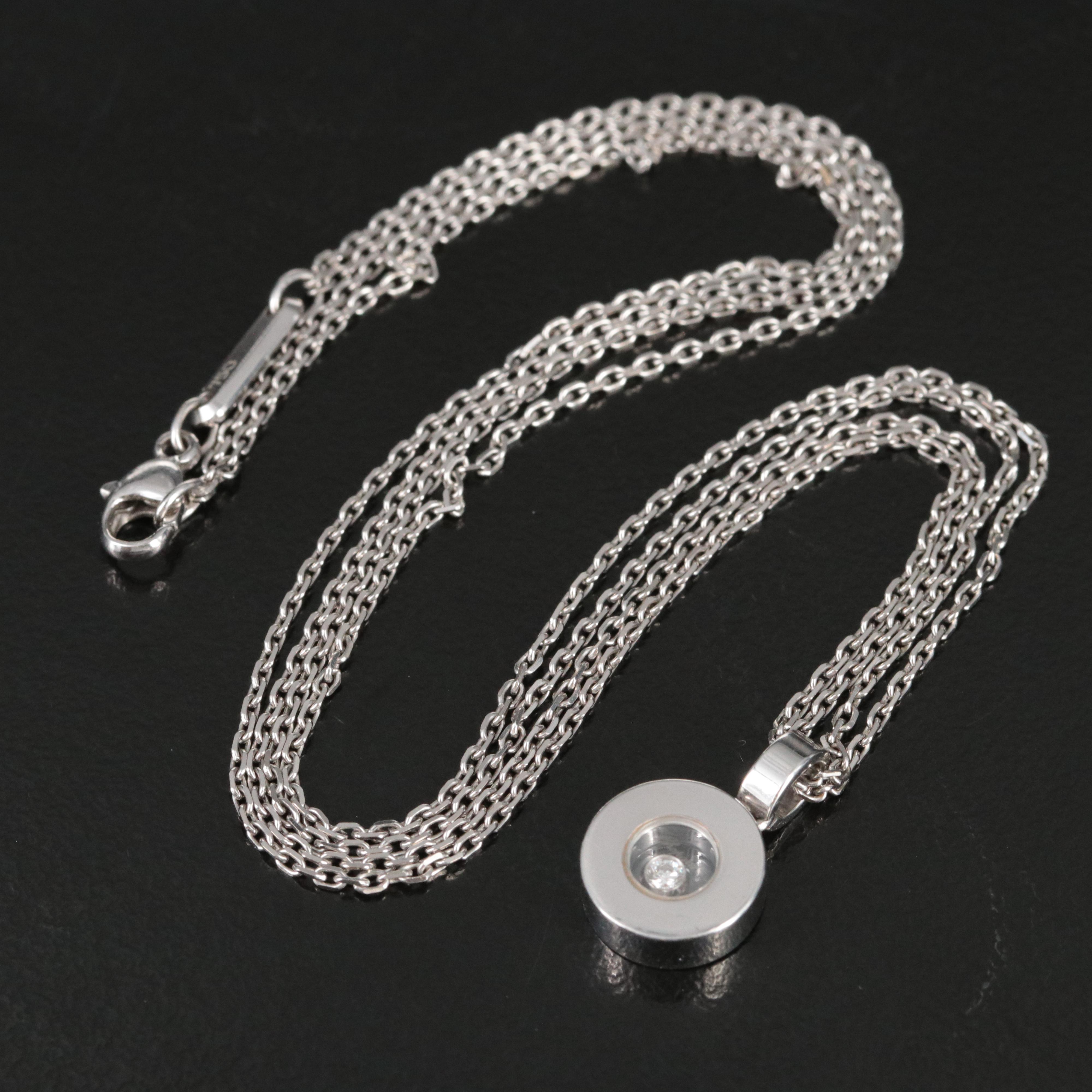 Chopard Happy Diamond Icons 18K Diamond Solitaire Circle Pendant Necklace