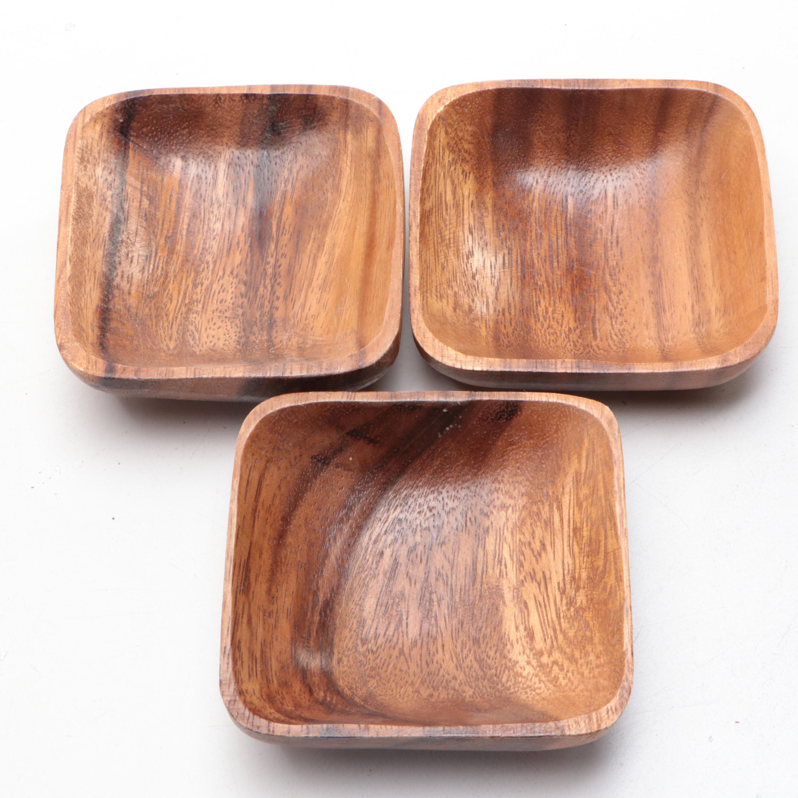 Carol Joos Signed Hand-Carved Walnut Bowl with More Wood Bowls and Walking Stick