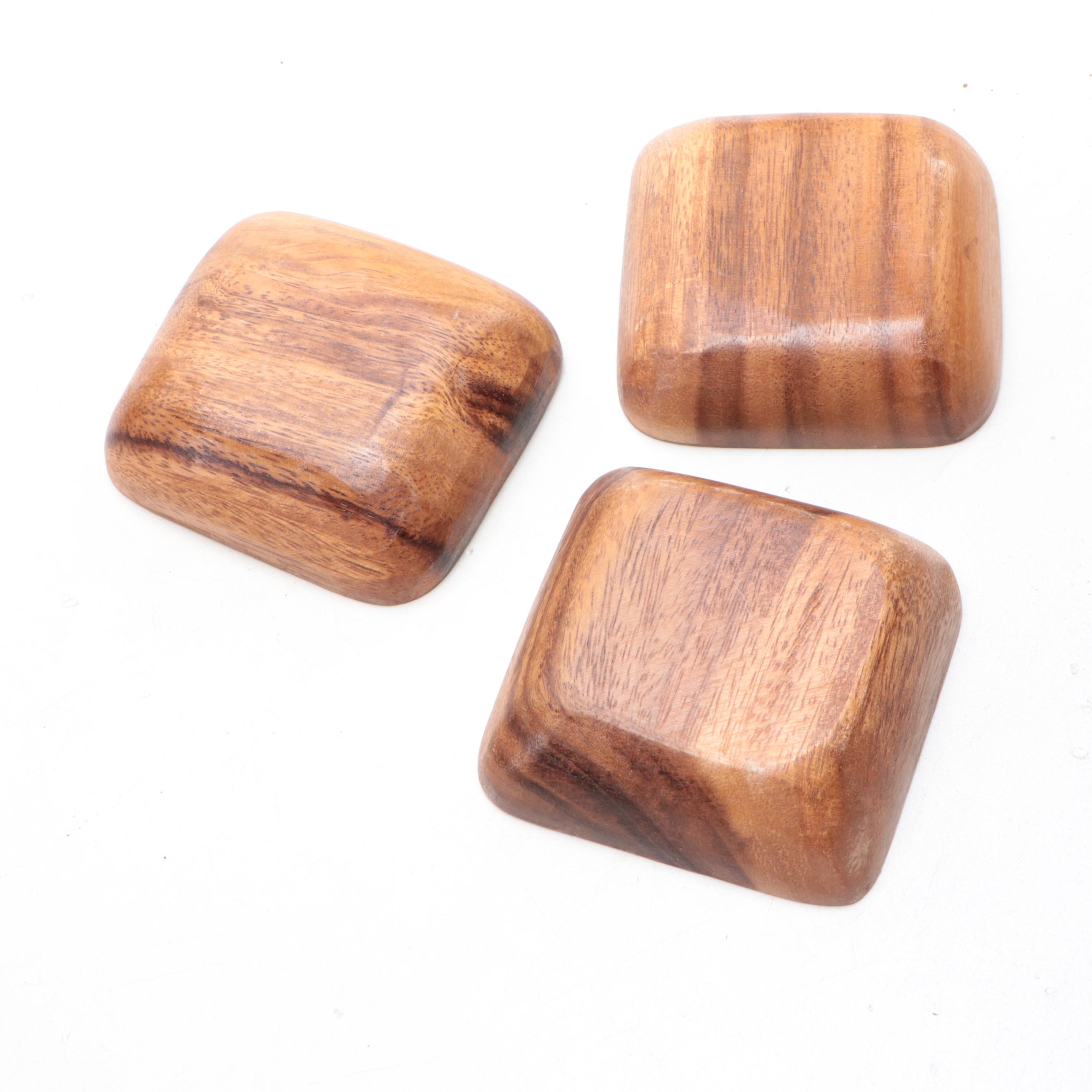 Carol Joos Signed Hand-Carved Walnut Bowl with More Wood Bowls and Walking Stick