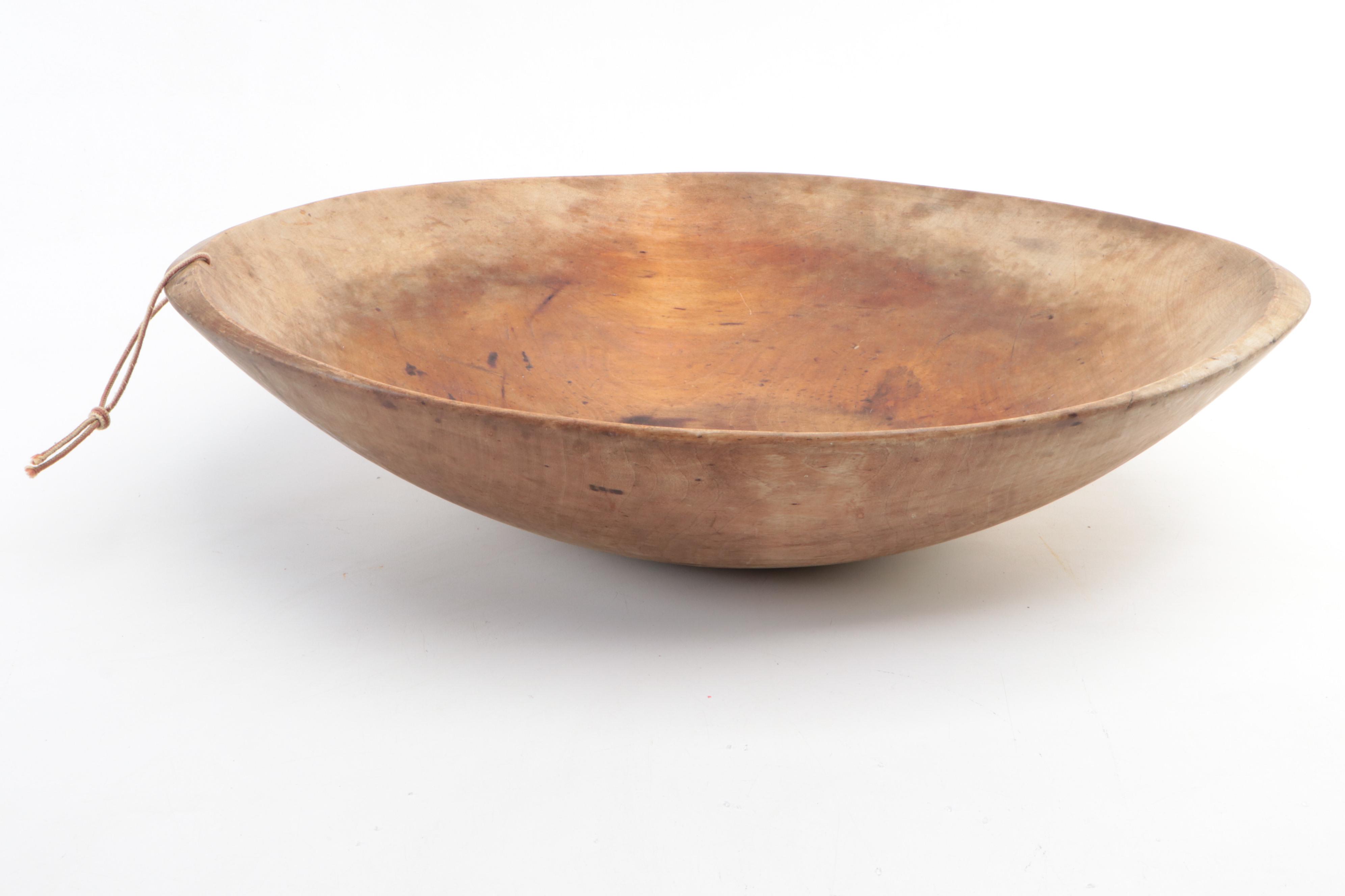 Carol Joos Signed Hand-Carved Walnut Bowl with More Wood Bowls and Walking Stick