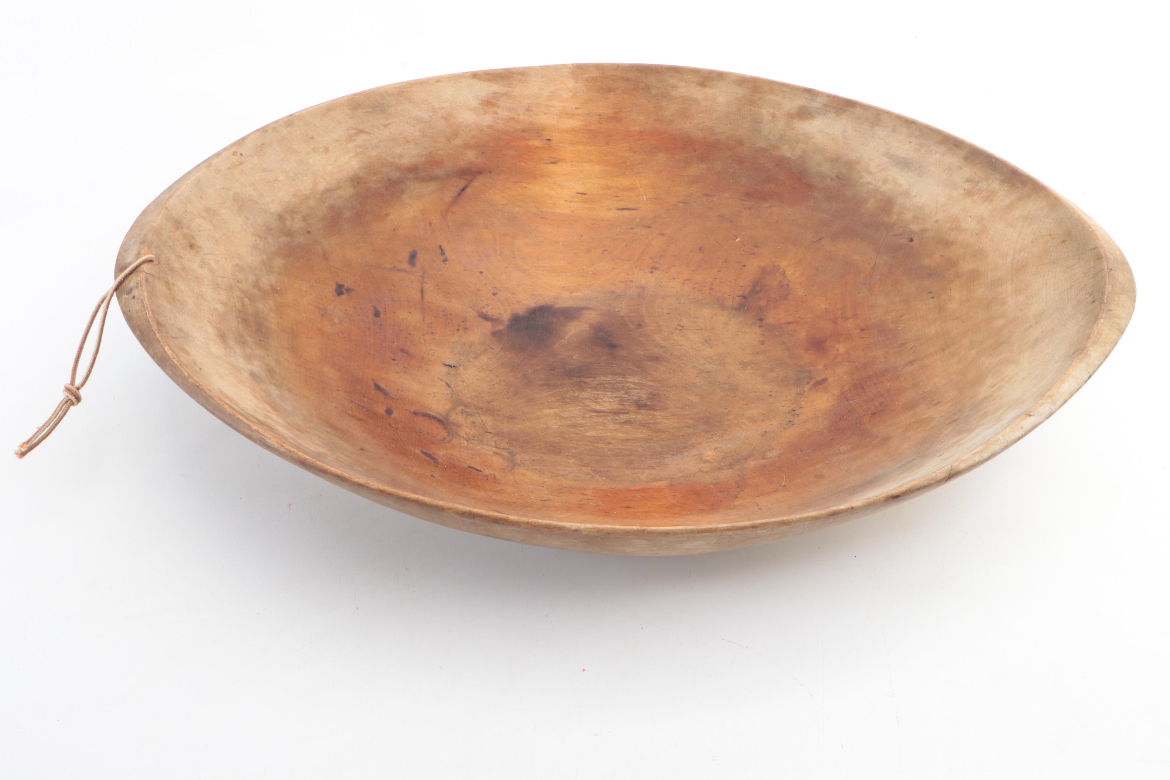 Carol Joos Signed Hand-Carved Walnut Bowl with More Wood Bowls and Walking Stick