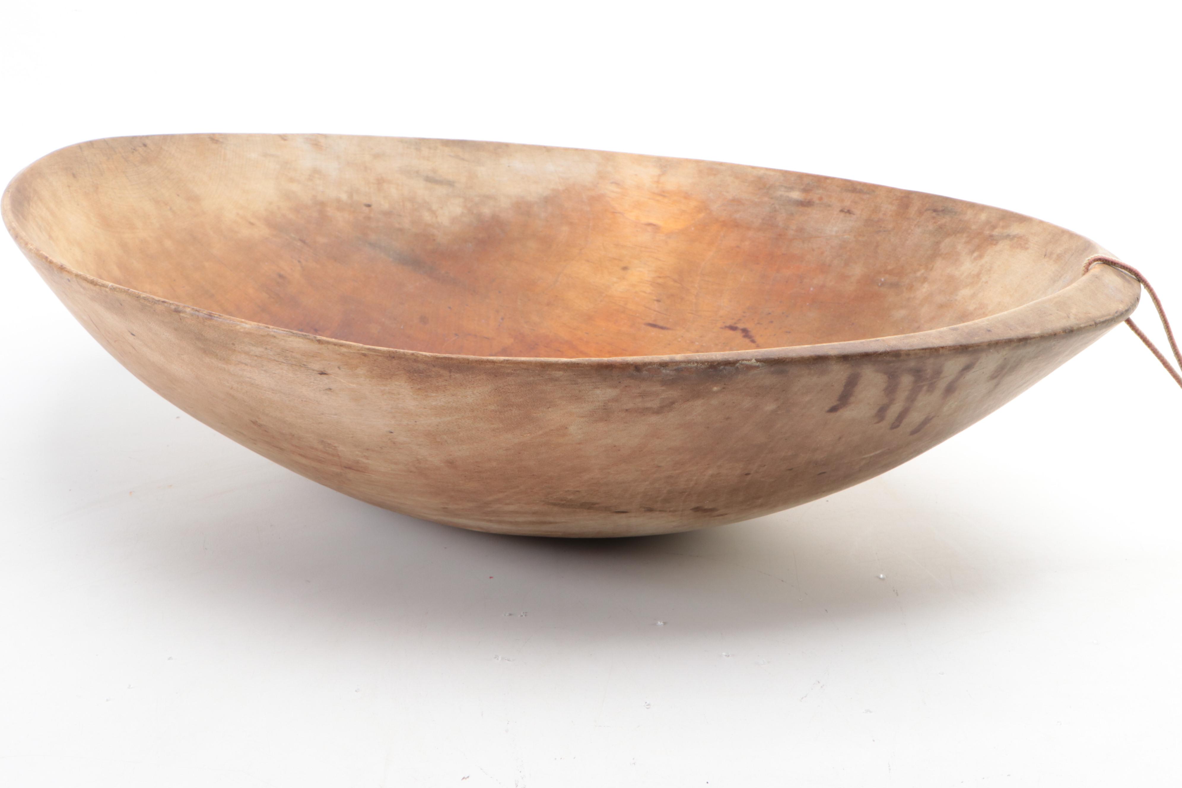 Carol Joos Signed Hand-Carved Walnut Bowl with More Wood Bowls and Walking Stick