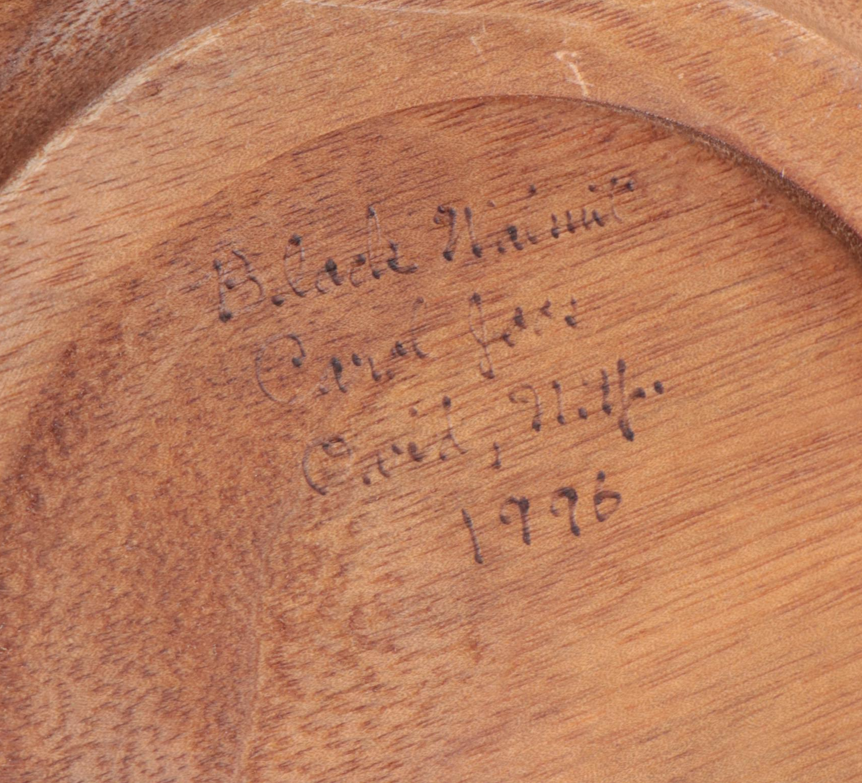 Carol Joos Signed Hand-Carved Walnut Bowl with More Wood Bowls and Walking Stick