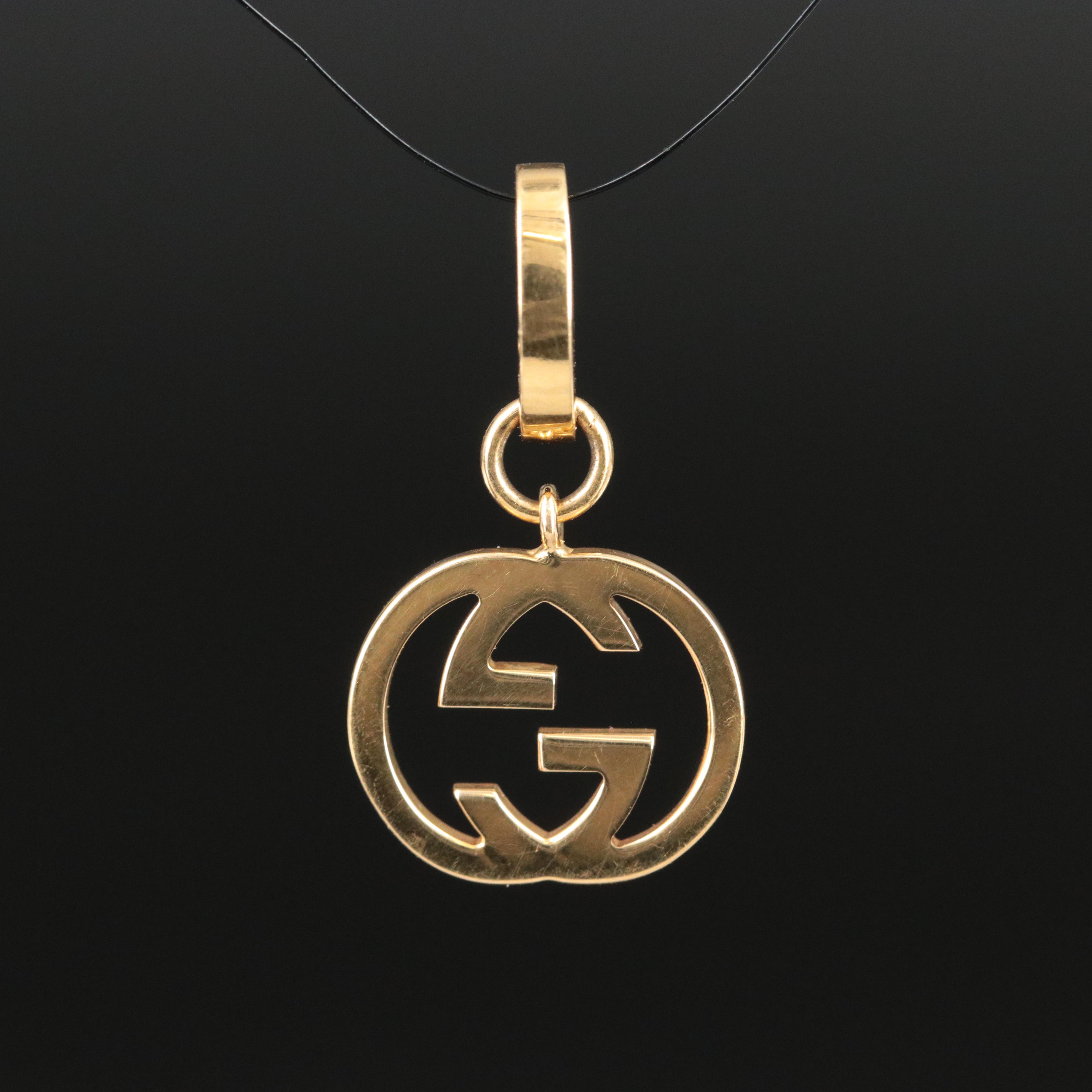 Gucci 18K GG Logo Clip Charm Pendant EBTH