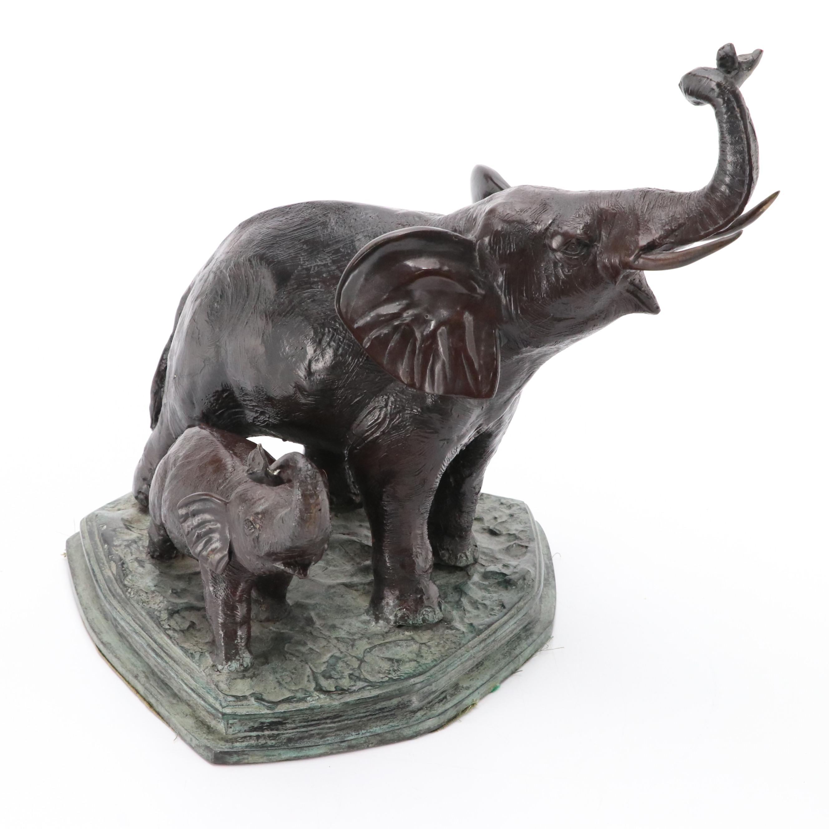 Maitland-Smith Ltd. Bronze Sculpture of Elephants