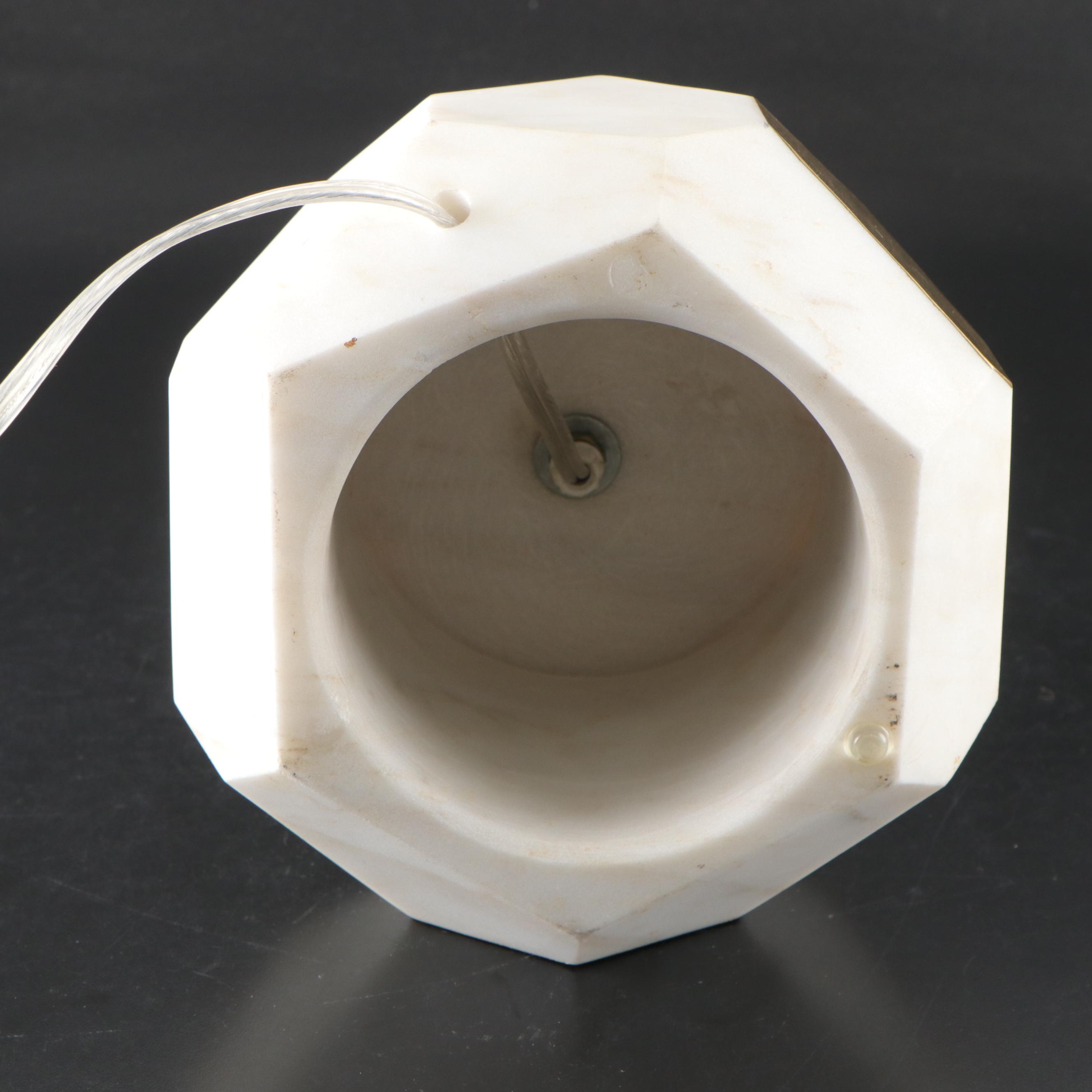 Tanner Kenzie Faceted Marble and Brass Accent Table Lamp with Marble Footed Tray