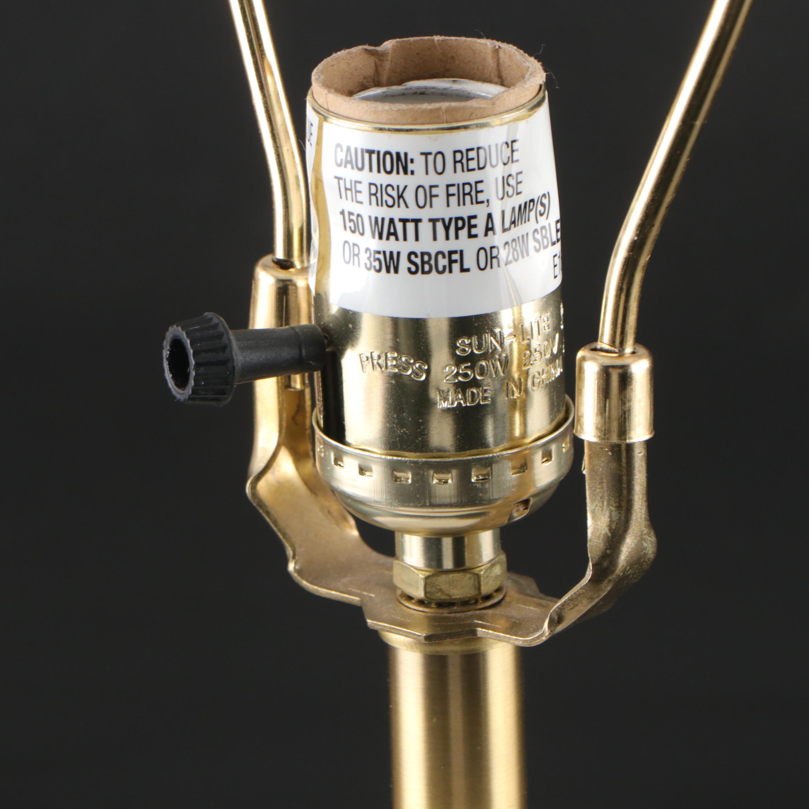 Tanner Kenzie Faceted Marble and Brass Accent Table Lamp with Marble Footed Tray