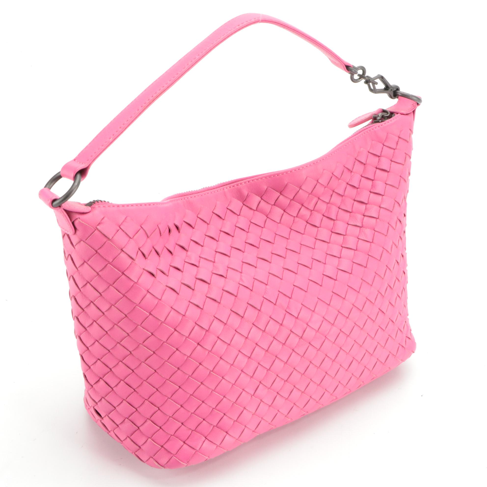 Bottega Veneta Hot Pink Intrecciato Leather Shoulder Bag