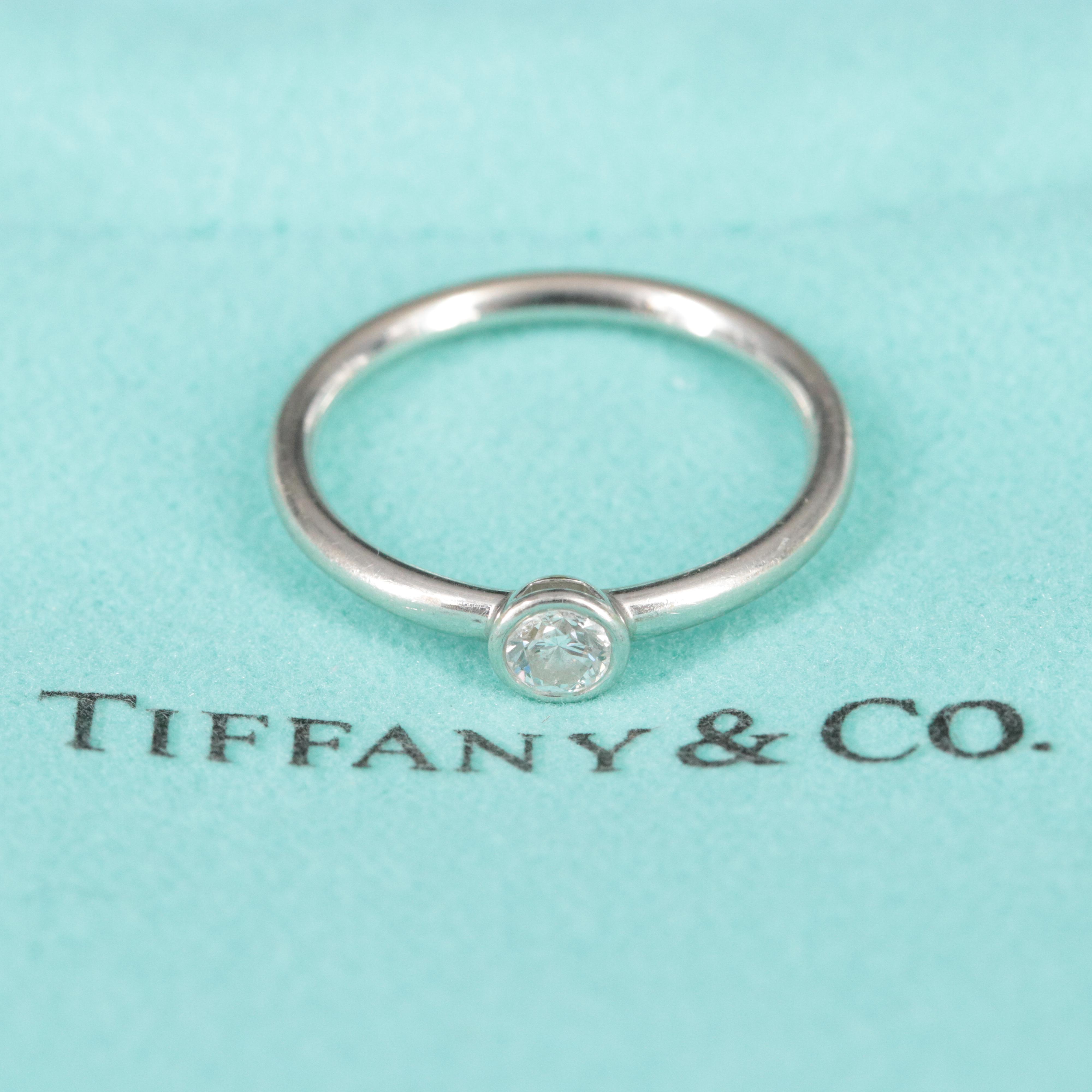 Tiffany & Co. Bezet Platinum Diamond Solitaire Ring