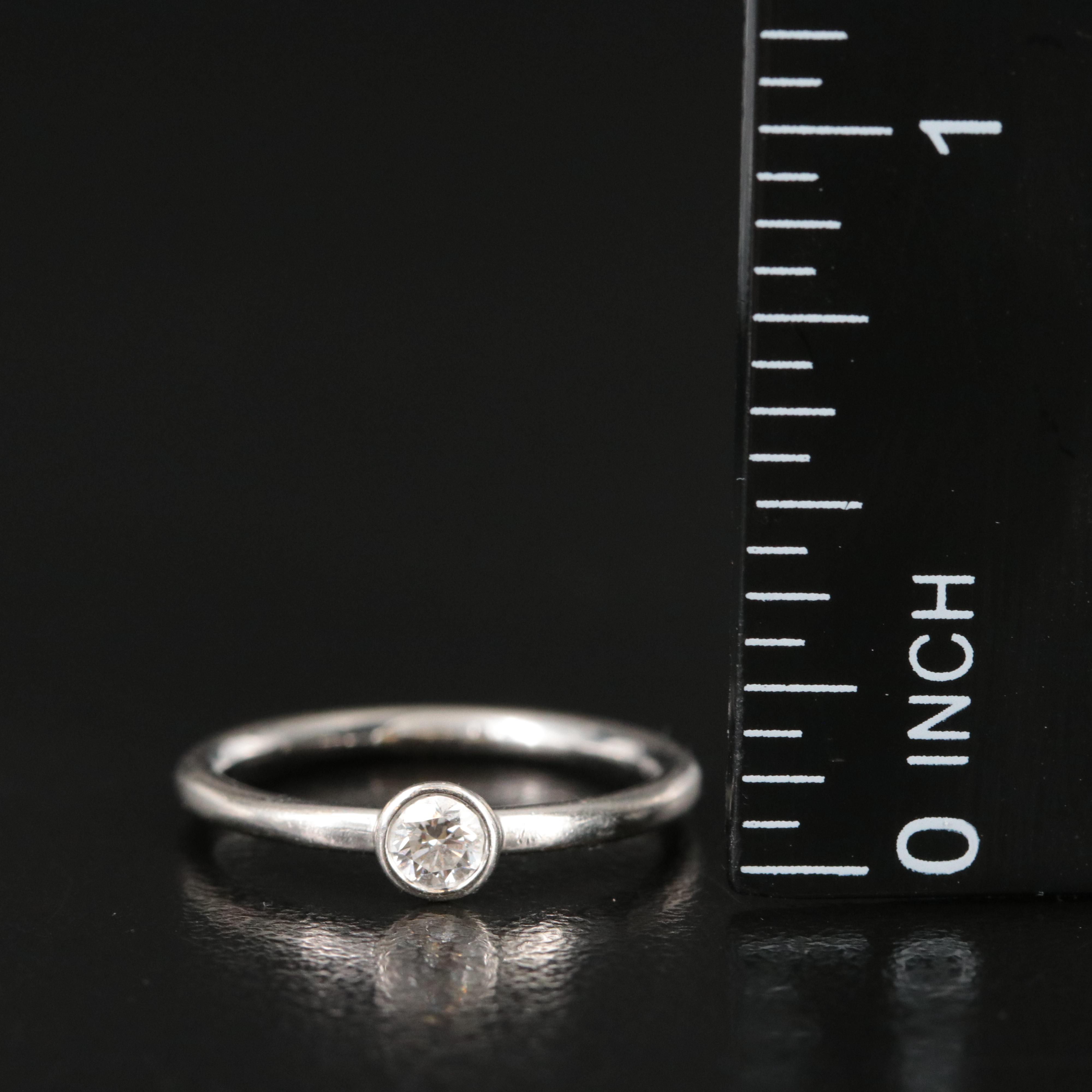 Tiffany & Co. Bezet Platinum Diamond Solitaire Ring