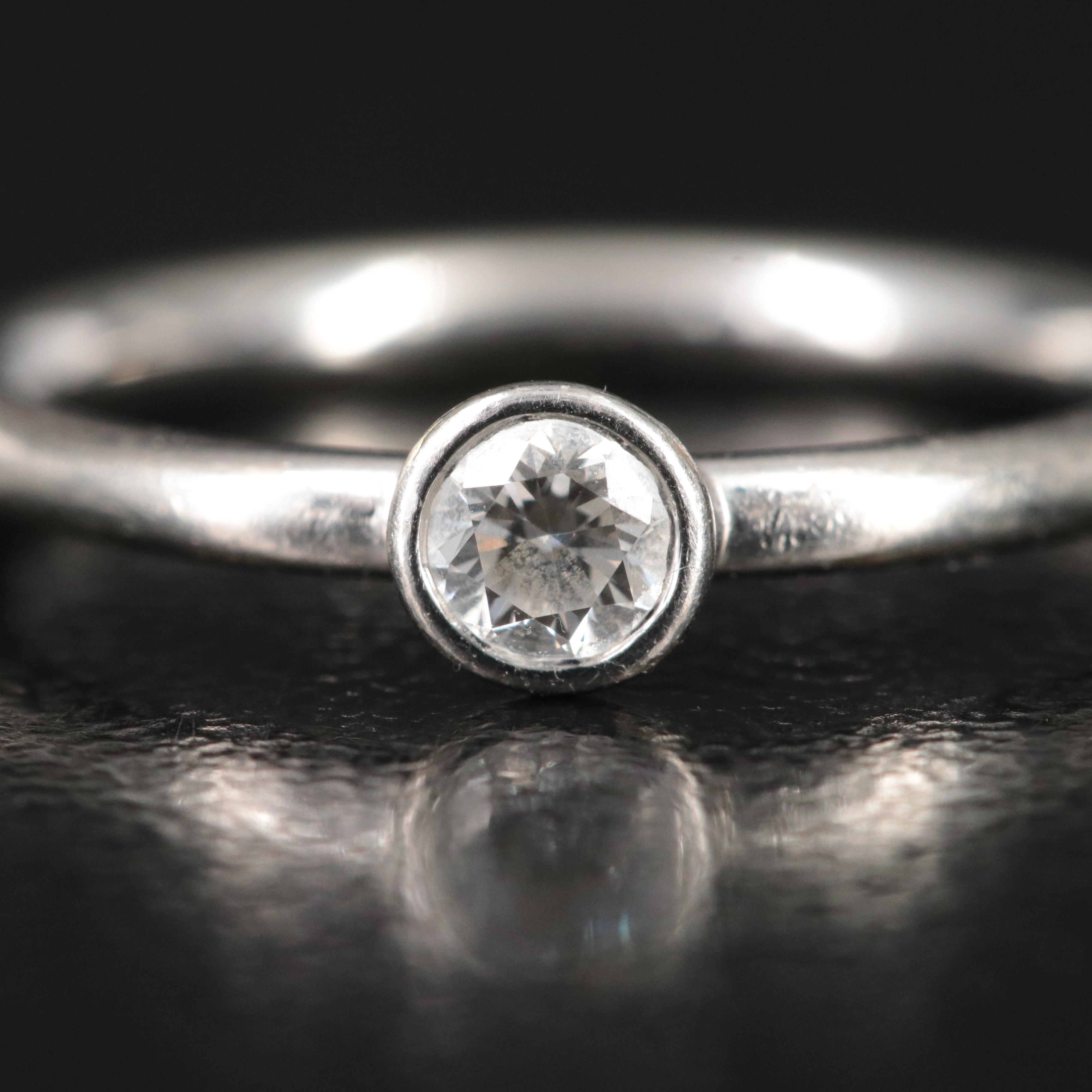 Tiffany & Co. Bezet Platinum Diamond Solitaire Ring