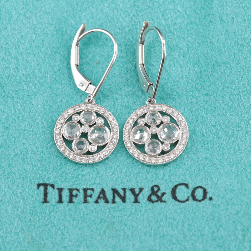 Tiffany Cobblestone Platinum CTW Diamond Drop Earrings