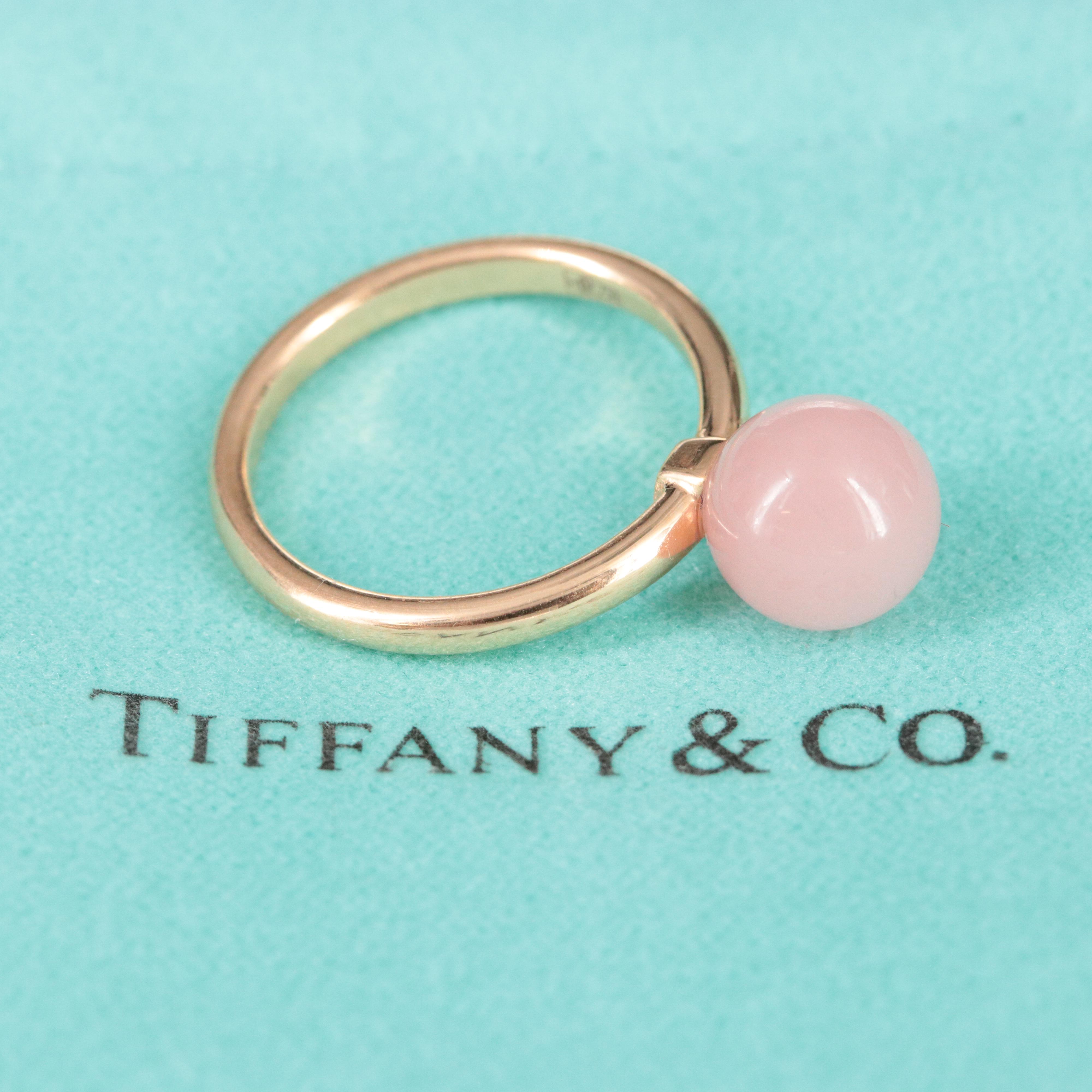 Tiffany & Co. HardWear 18K Rose Gold Rose Quartz Ball Ring