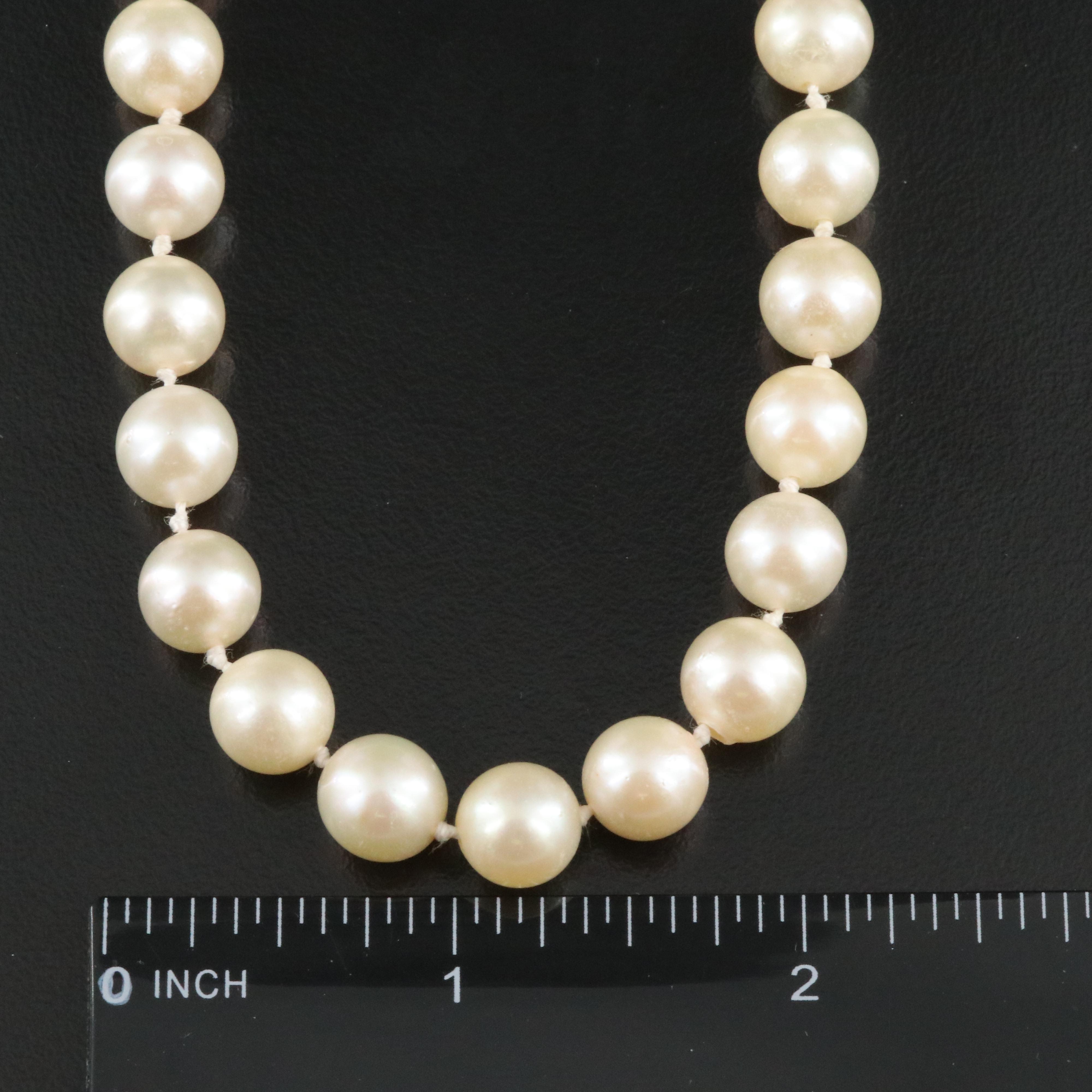 Pearl Necklace with 18k and 14K Two Tone Diamond and Ruby Clasp