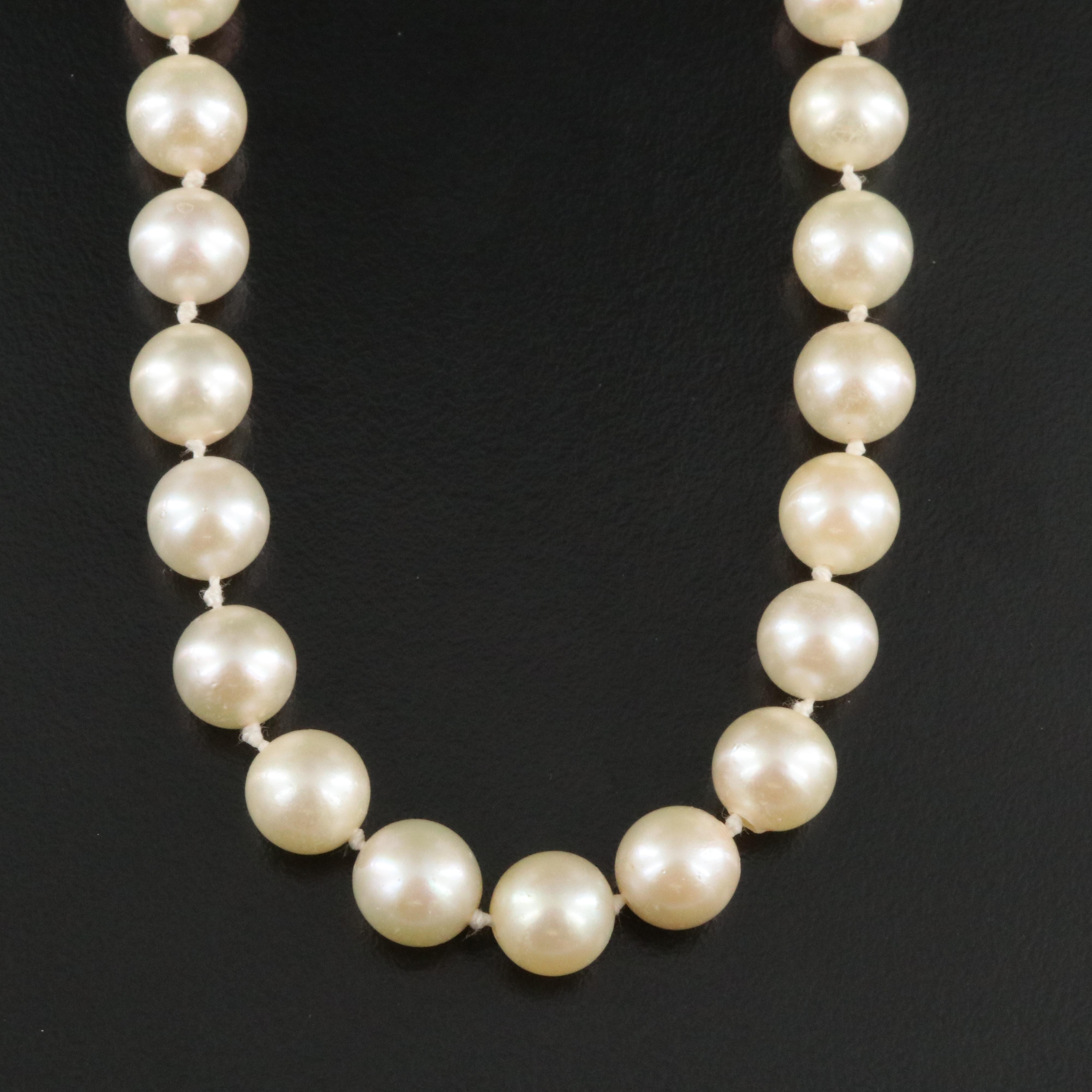 Pearl Necklace with 18k and 14K Two Tone Diamond and Ruby Clasp