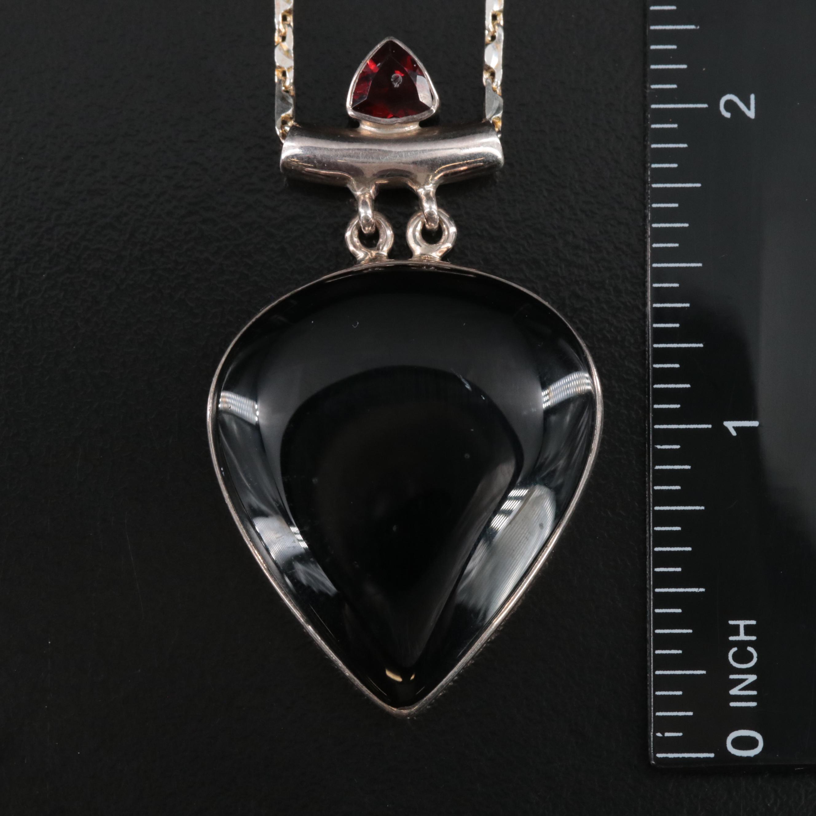 Sterling Necklace and Pendants Including Garnet and Agate