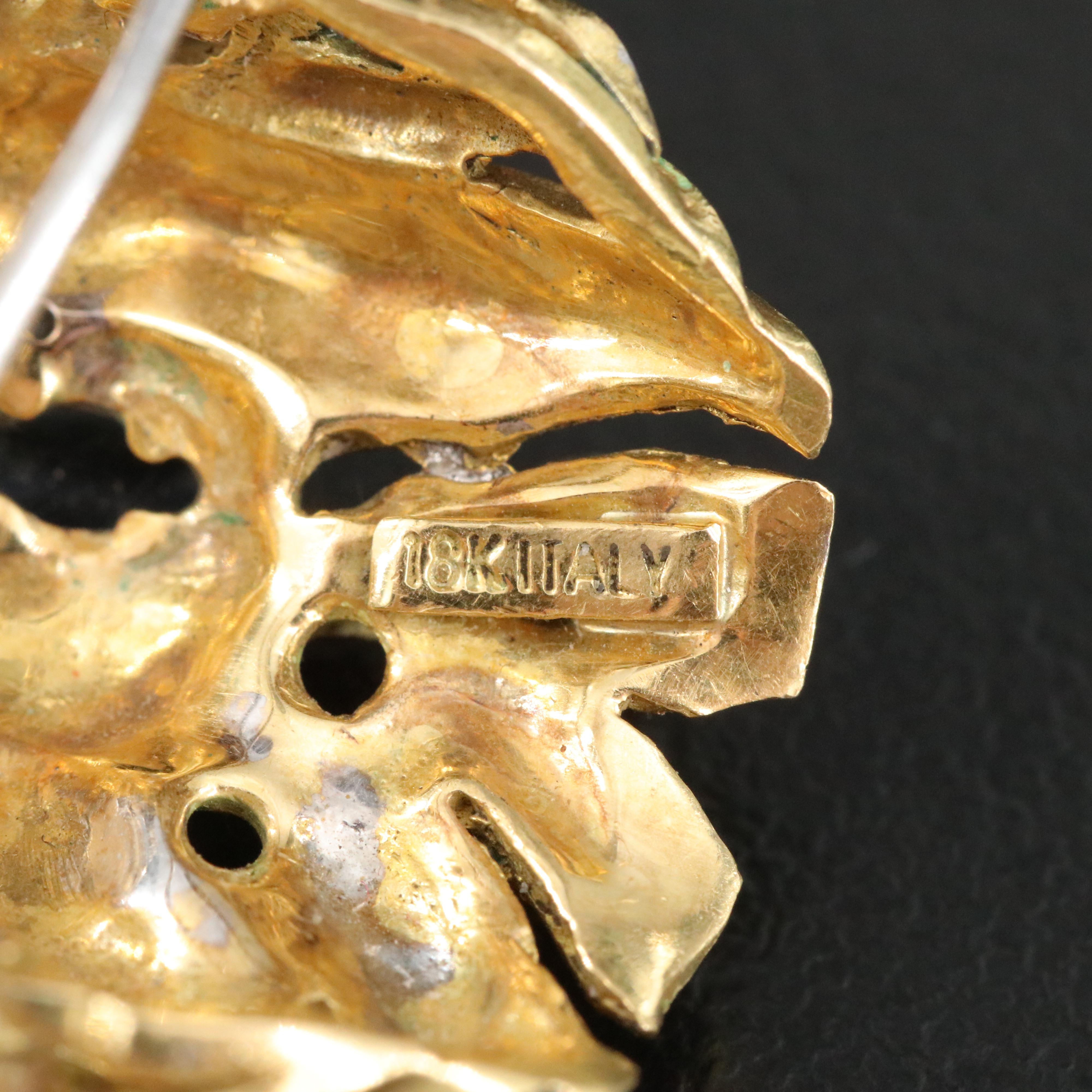 1940s Renaissance Revival 18K Sapphire, Diamond and Enamel Gargoyle Dress Pin