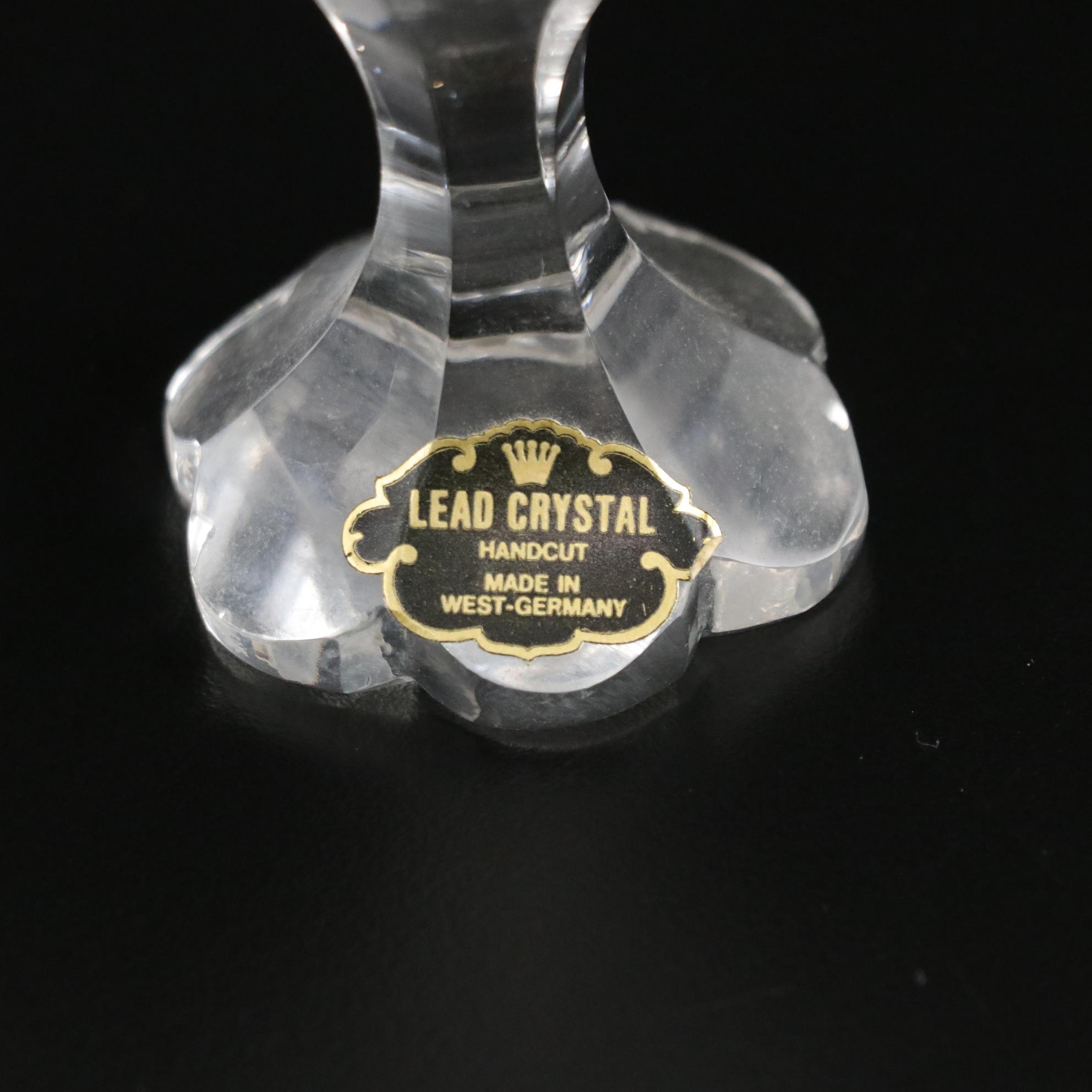 West German Cut Crystal Salt and Pepper Shakers with Cut Crystal Compote