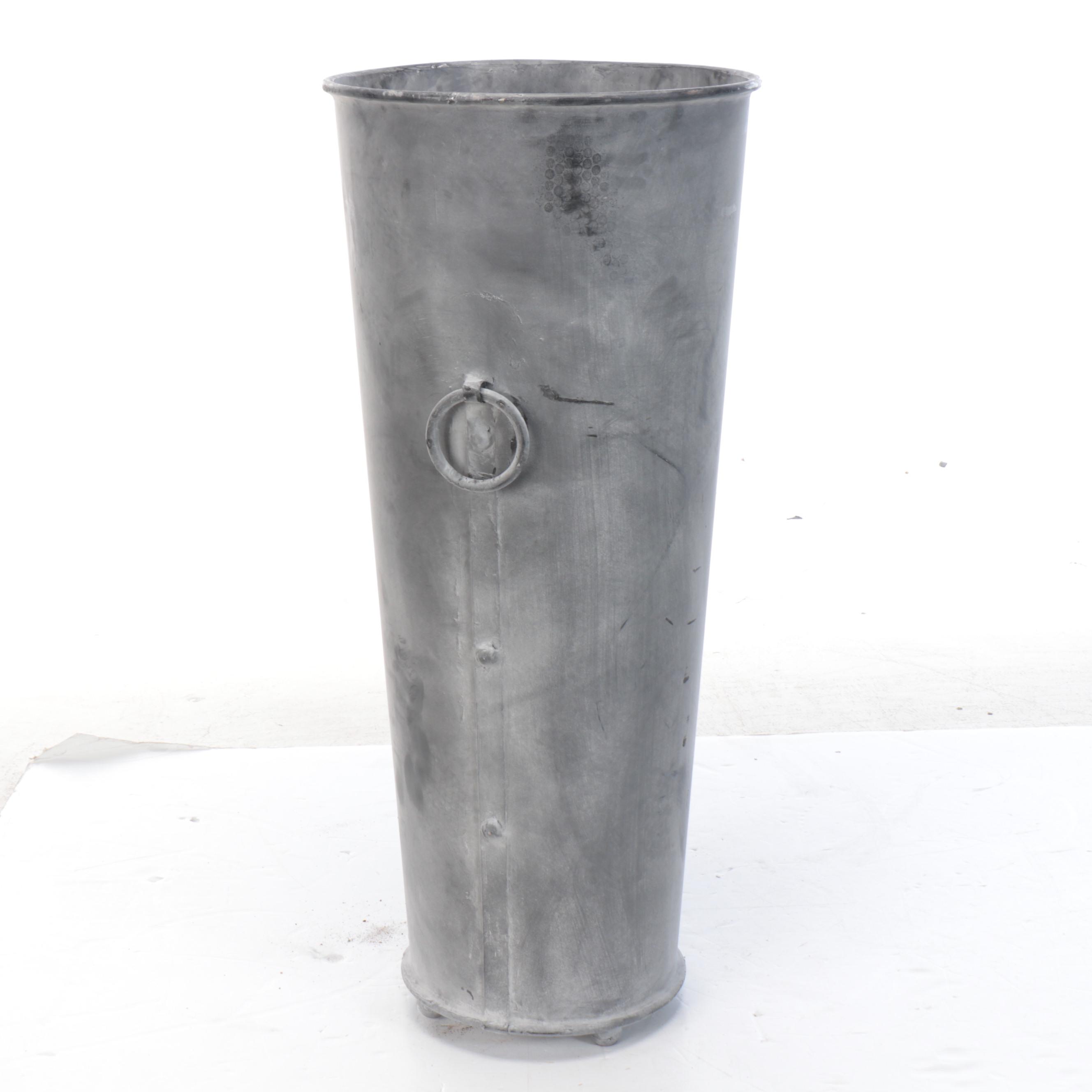 Tall Galvanized Metal Garden Planter, Contemporary