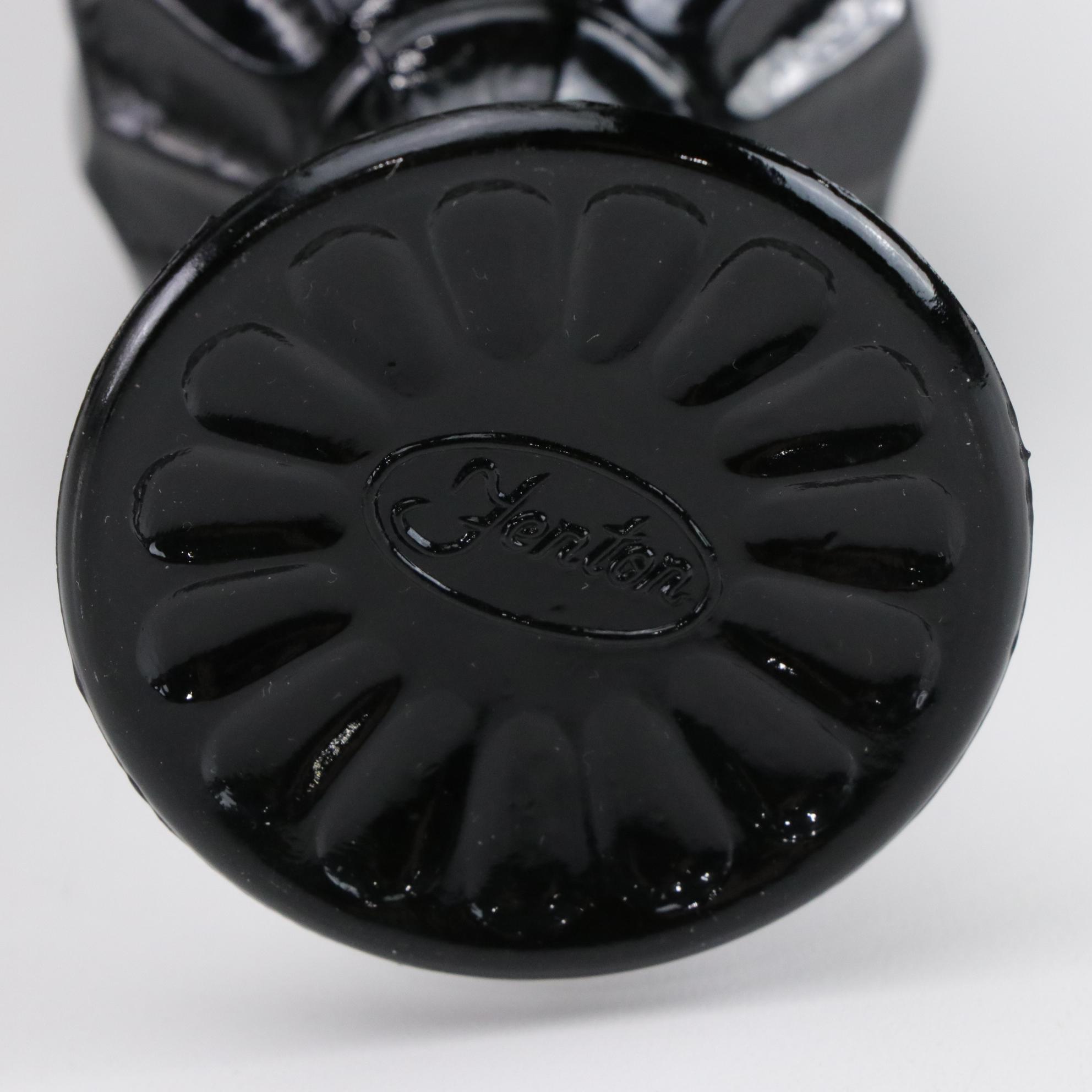 Fenton Black Glass Vase with Libbey "Silver Foliage" Glasses and More