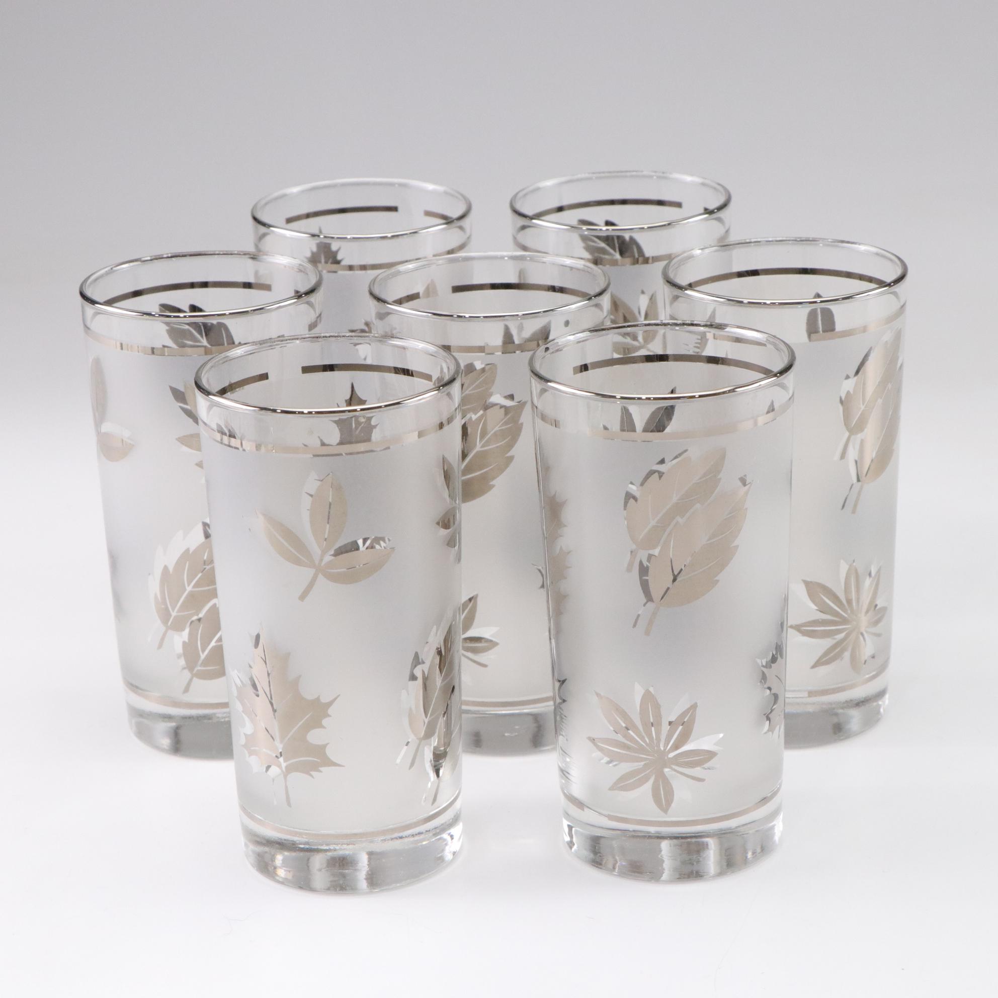 Fenton Black Glass Vase with Libbey "Silver Foliage" Glasses and More