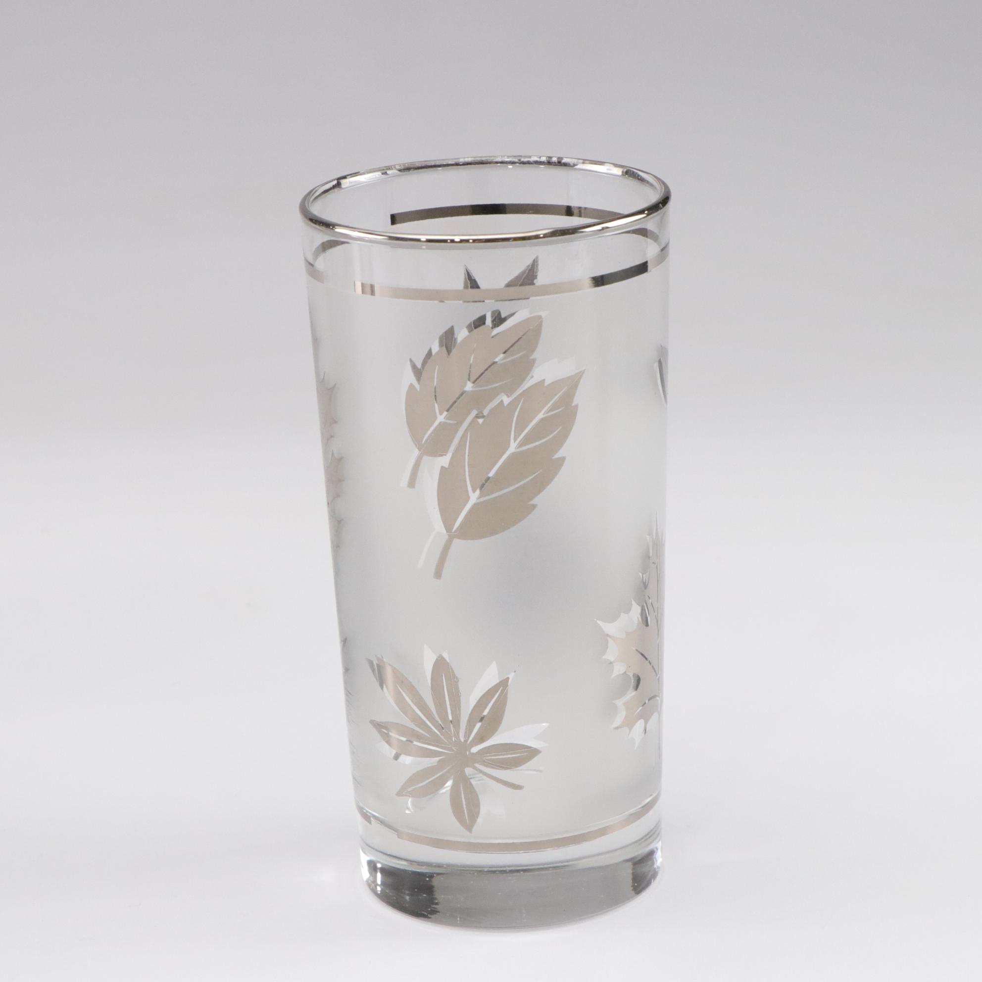 Fenton Black Glass Vase with Libbey "Silver Foliage" Glasses and More