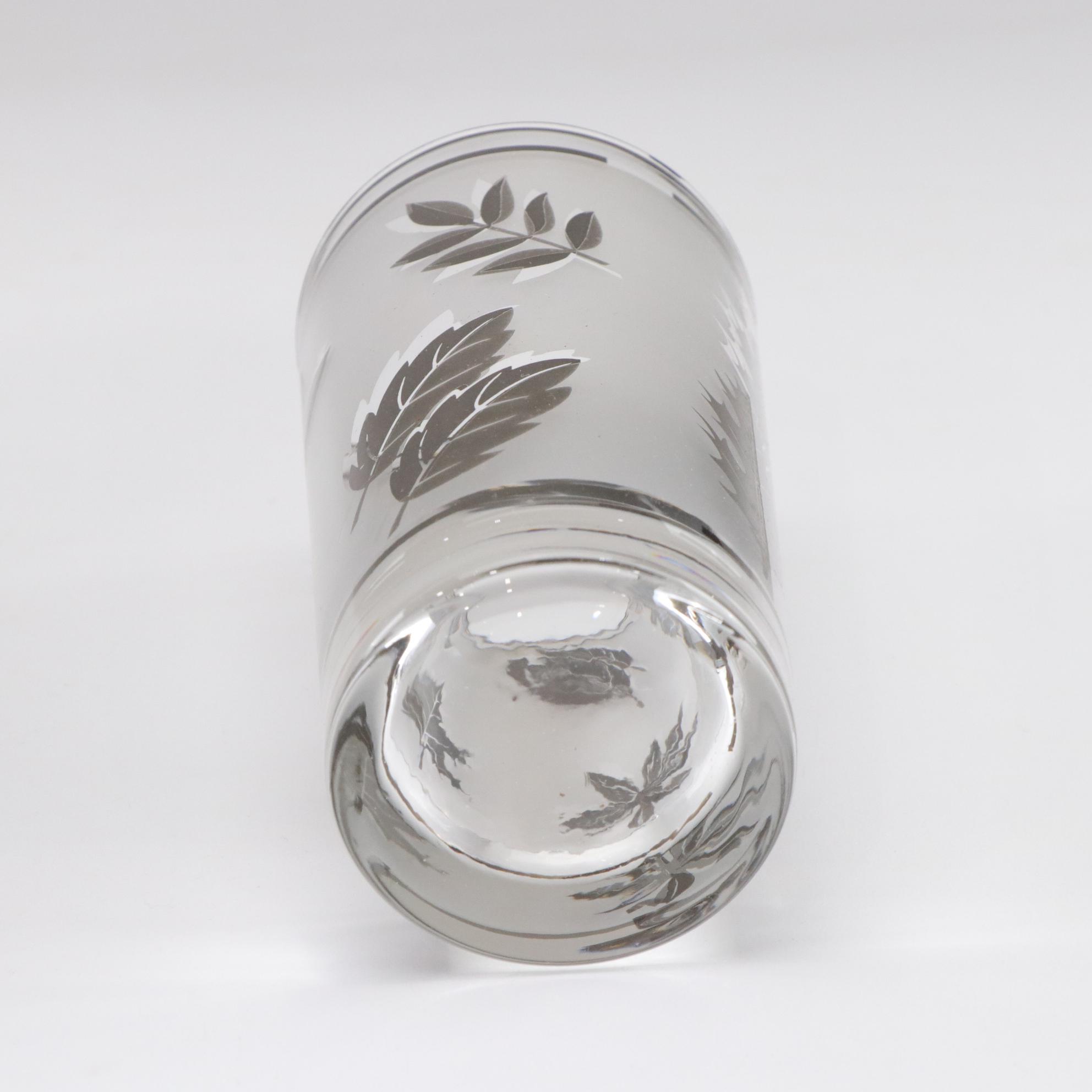 Fenton Black Glass Vase with Libbey "Silver Foliage" Glasses and More