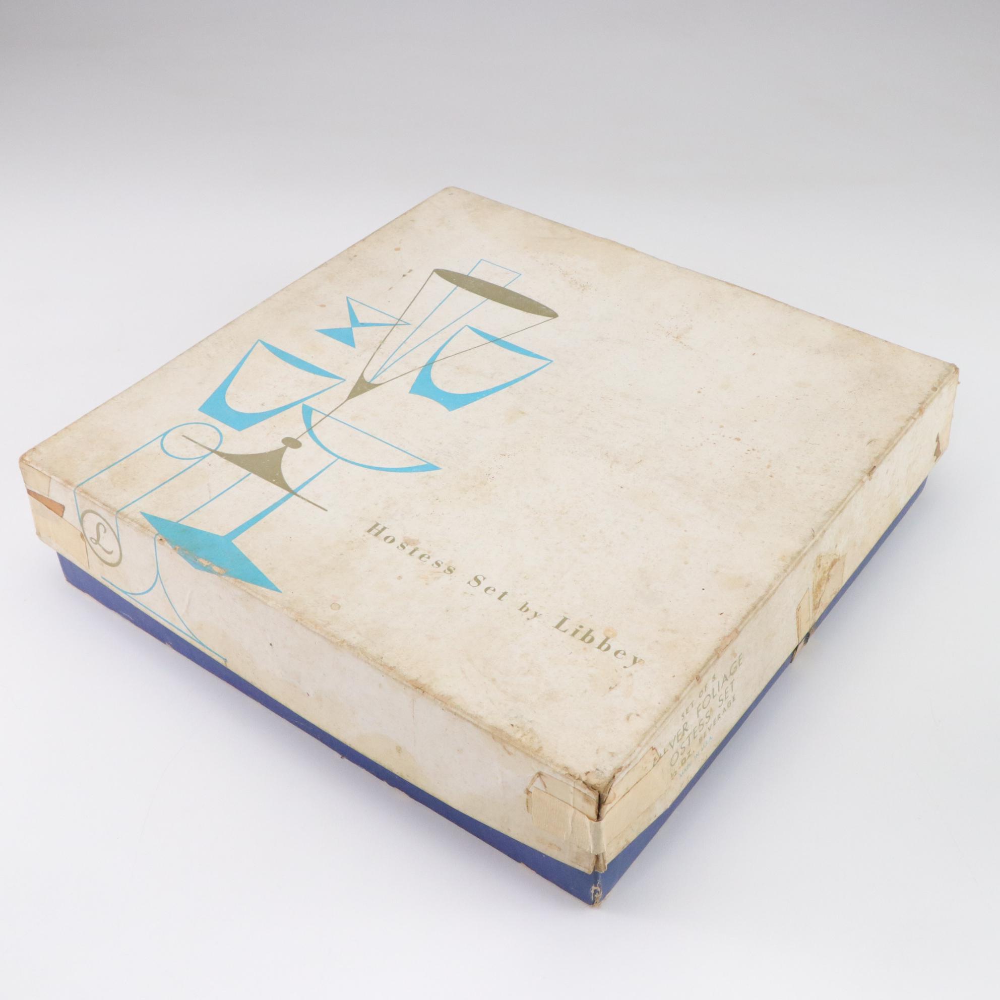 Fenton Black Glass Vase with Libbey "Silver Foliage" Glasses and More