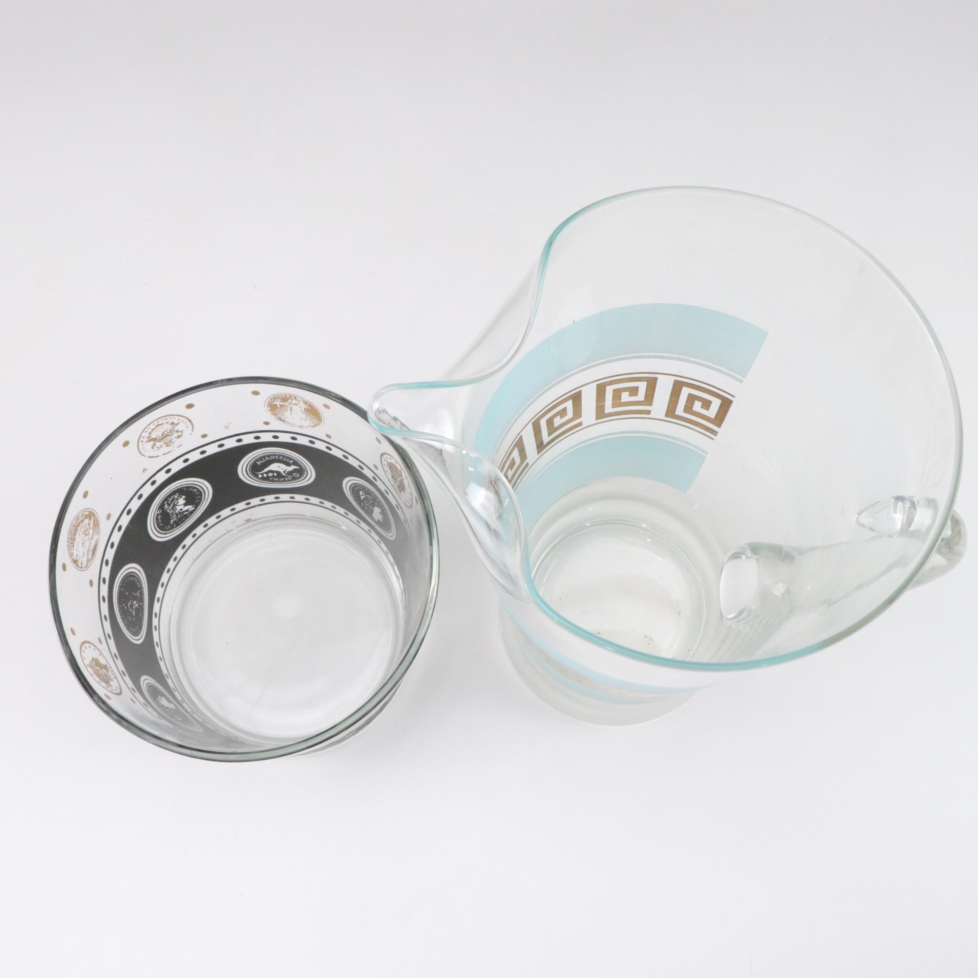 Fenton Black Glass Vase with Libbey "Silver Foliage" Glasses and More