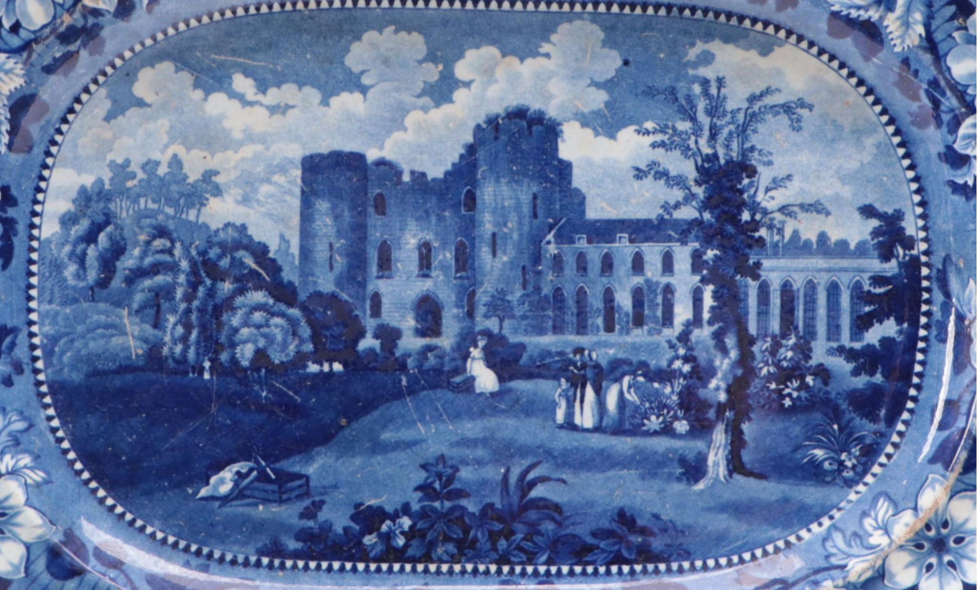 Andrew Stevenson Staffordshire "Tunbridge Castle Surry" Blue Transfer Platter