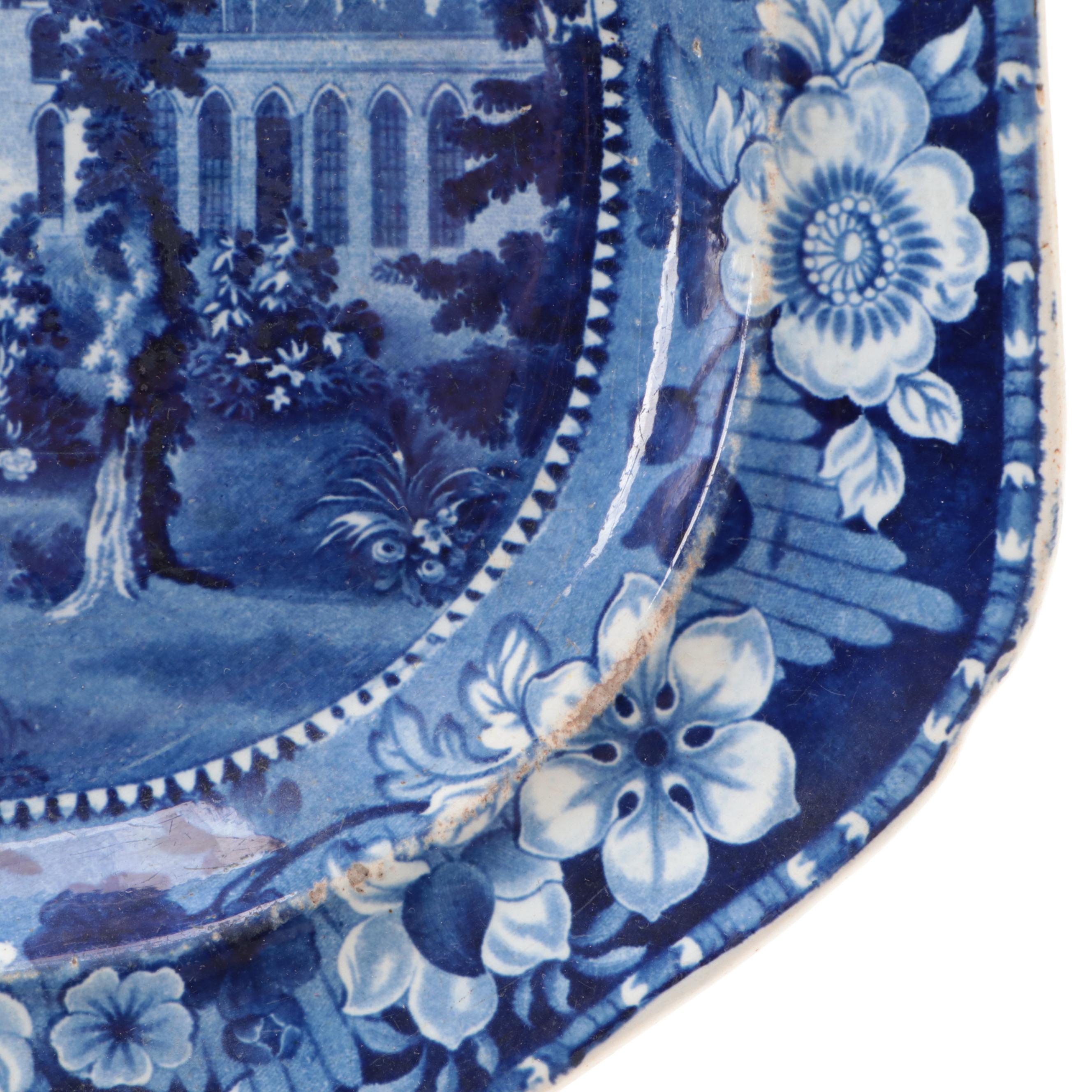 Andrew Stevenson Staffordshire "Tunbridge Castle Surry" Blue Transfer Platter