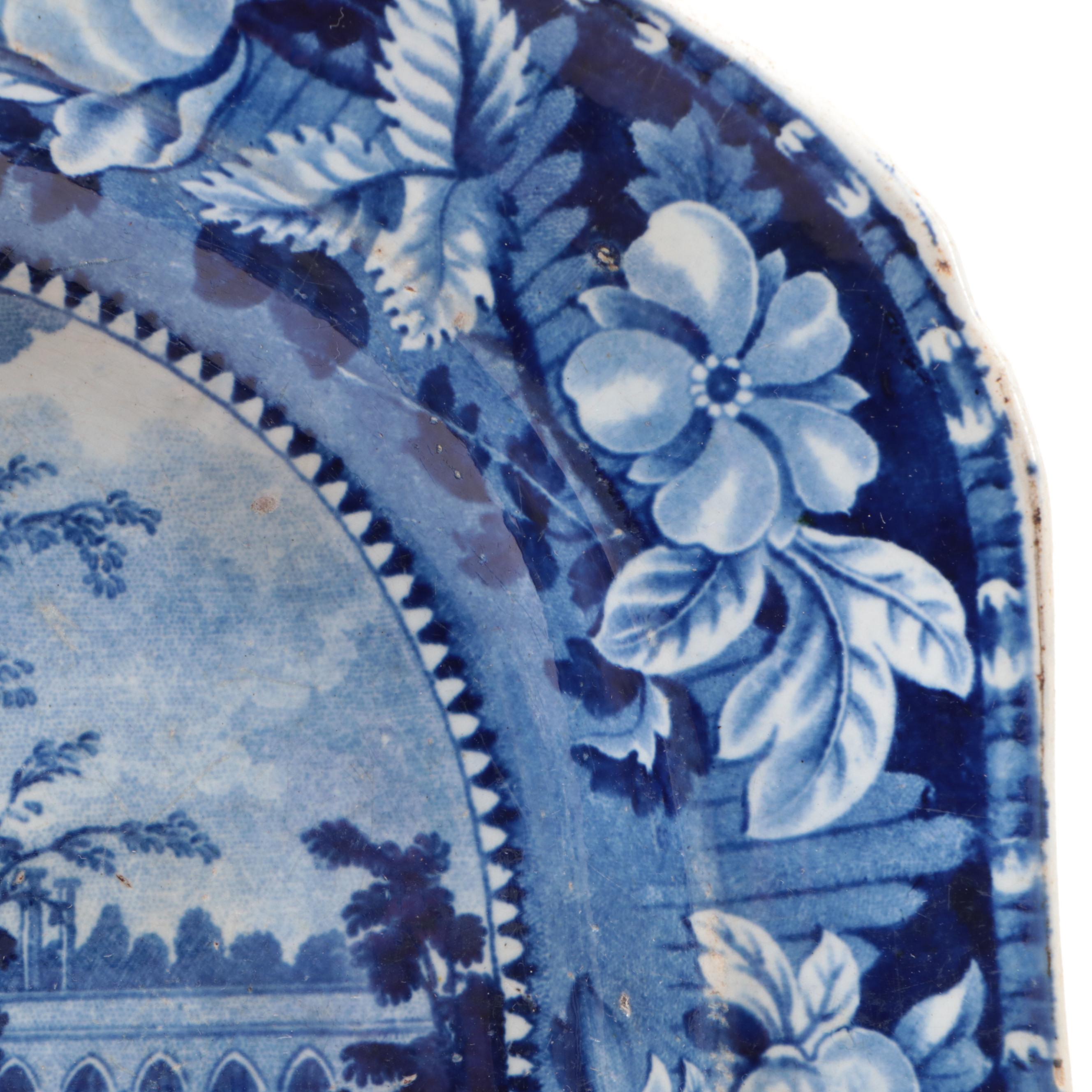 Andrew Stevenson Staffordshire "Tunbridge Castle Surry" Blue Transfer Platter