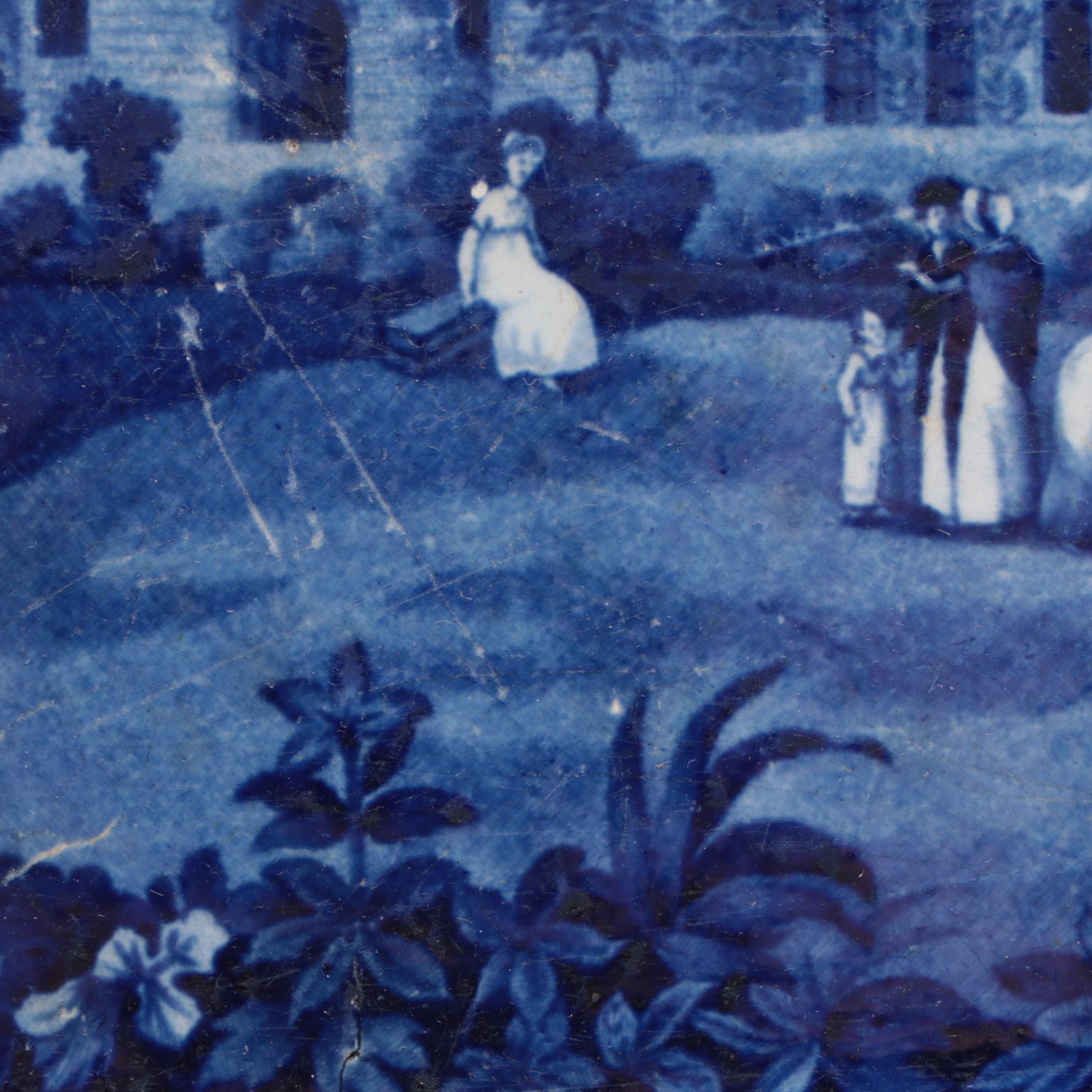 Andrew Stevenson Staffordshire "Tunbridge Castle Surry" Blue Transfer Platter