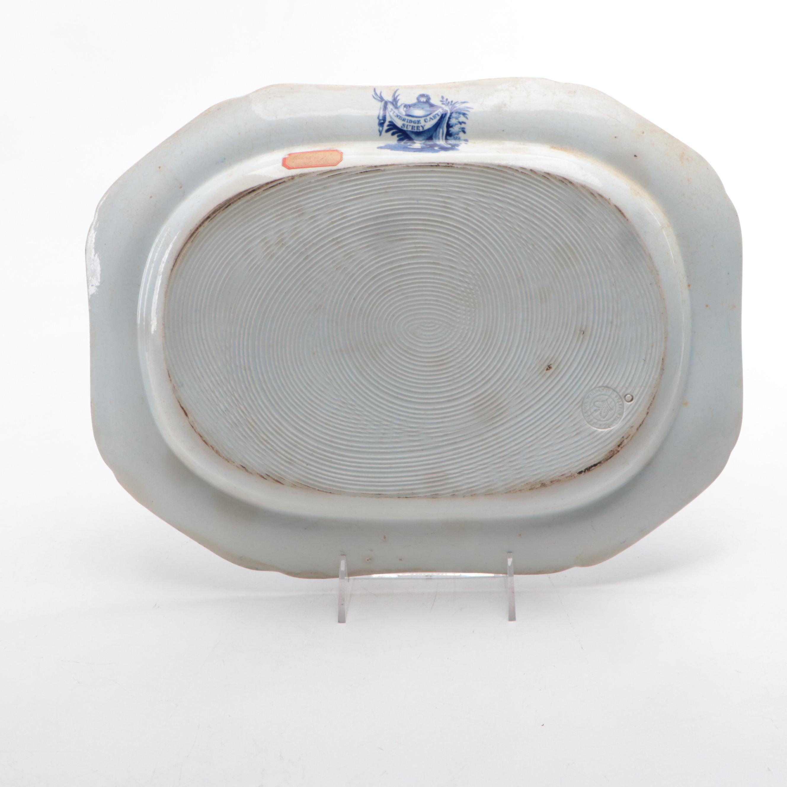Andrew Stevenson Staffordshire "Tunbridge Castle Surry" Blue Transfer Platter