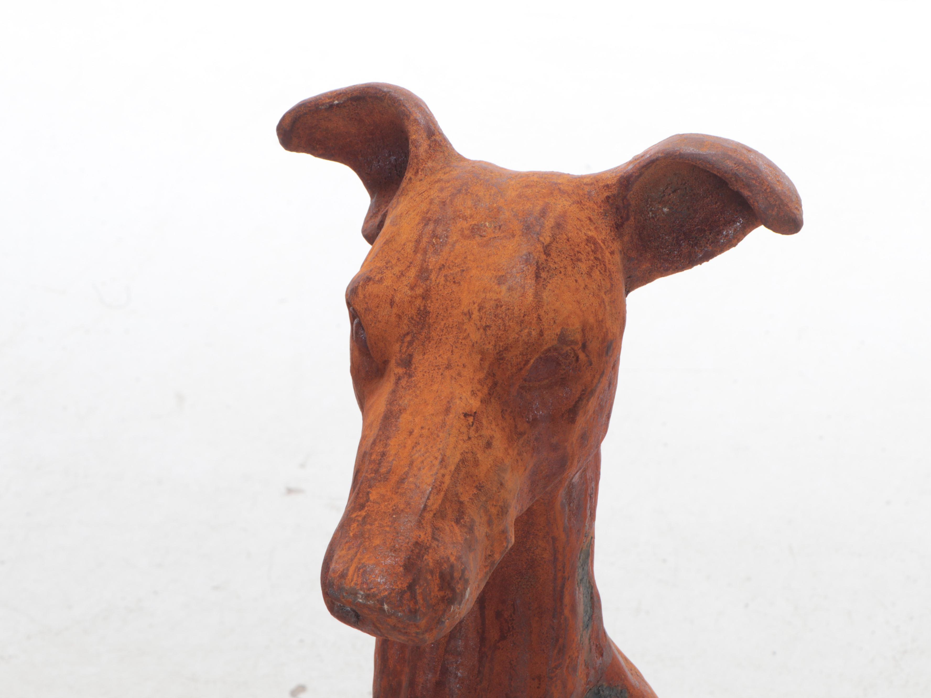 Pair of Cast Iron Whippet Garden Sculptures