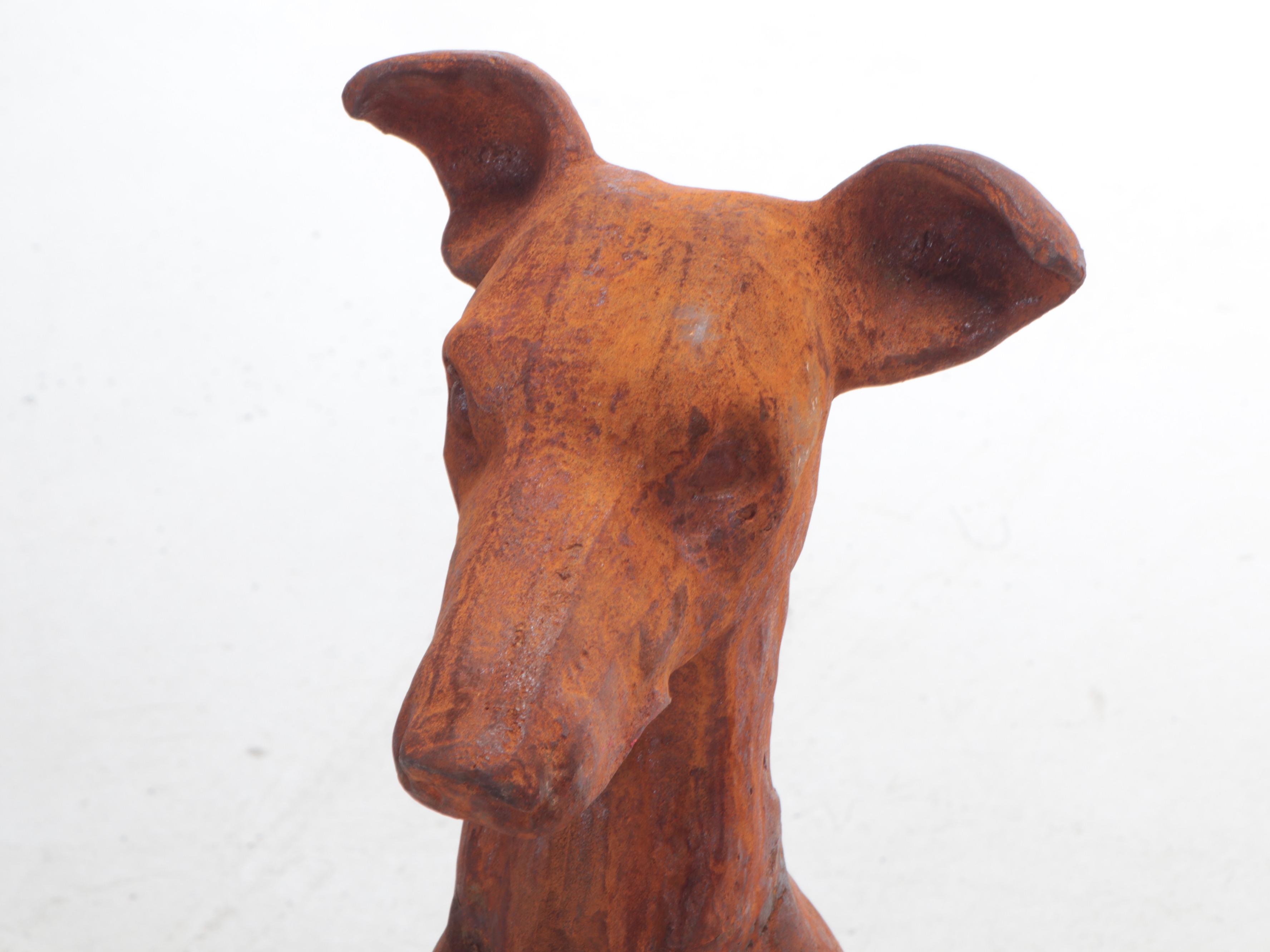 Pair of Cast Iron Whippet Garden Sculptures