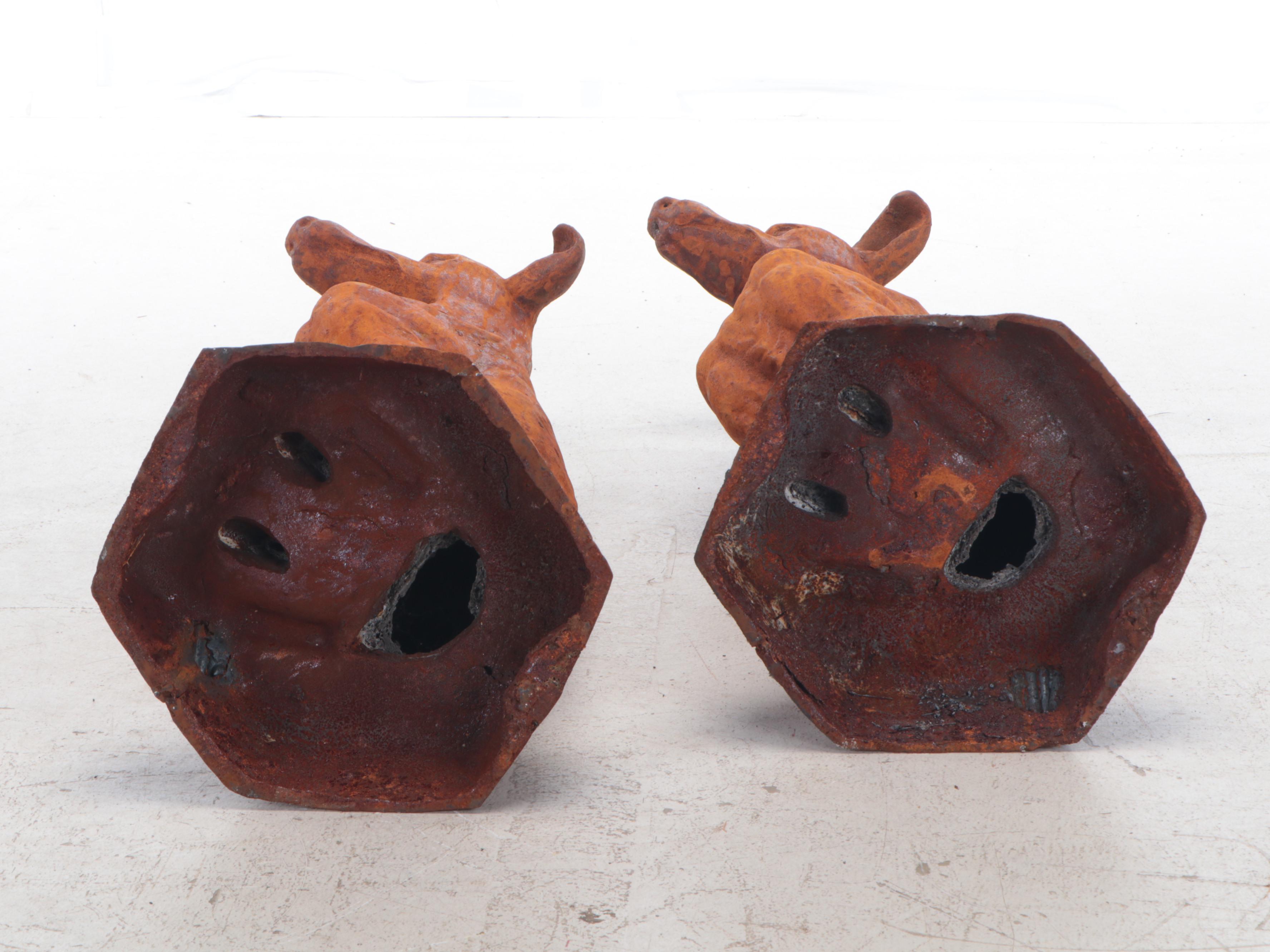 Pair of Cast Iron Whippet Garden Sculptures