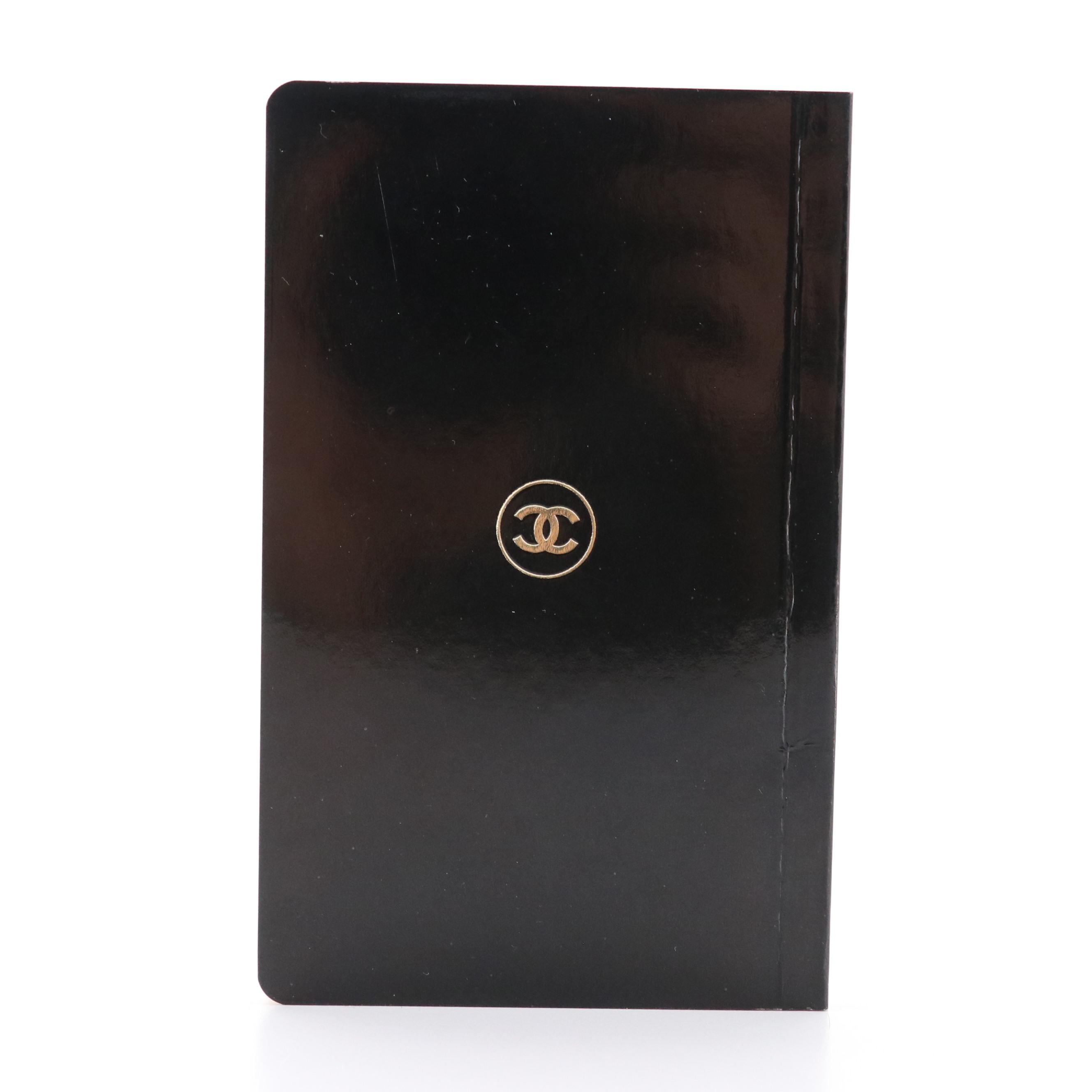 Chanel Mini Notebook, Camellia Flower and Gold Tone Bookmark in Envelope