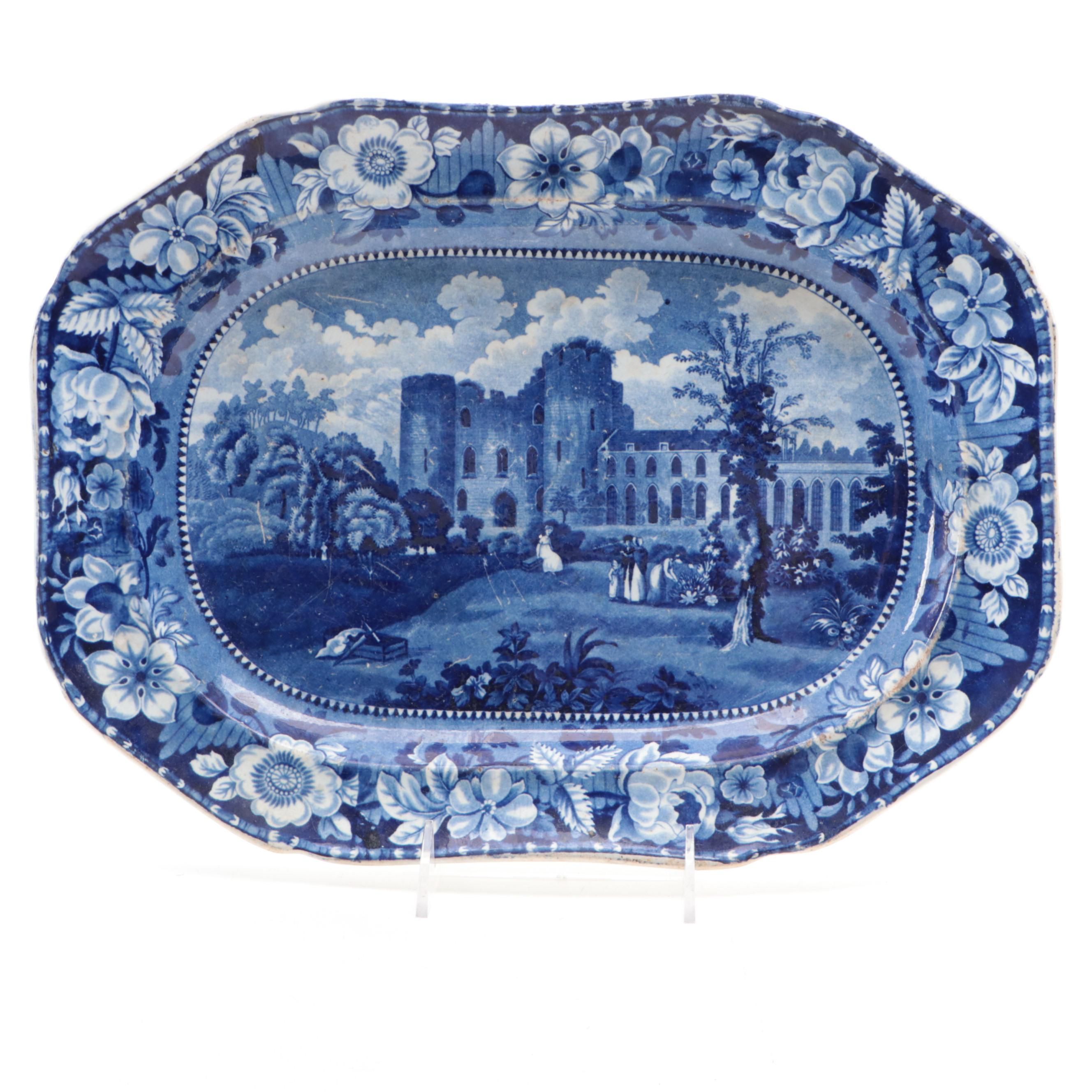 Andrew Stevenson Staffordshire "Tunbridge Castle Surry" Blue Transfer Platter