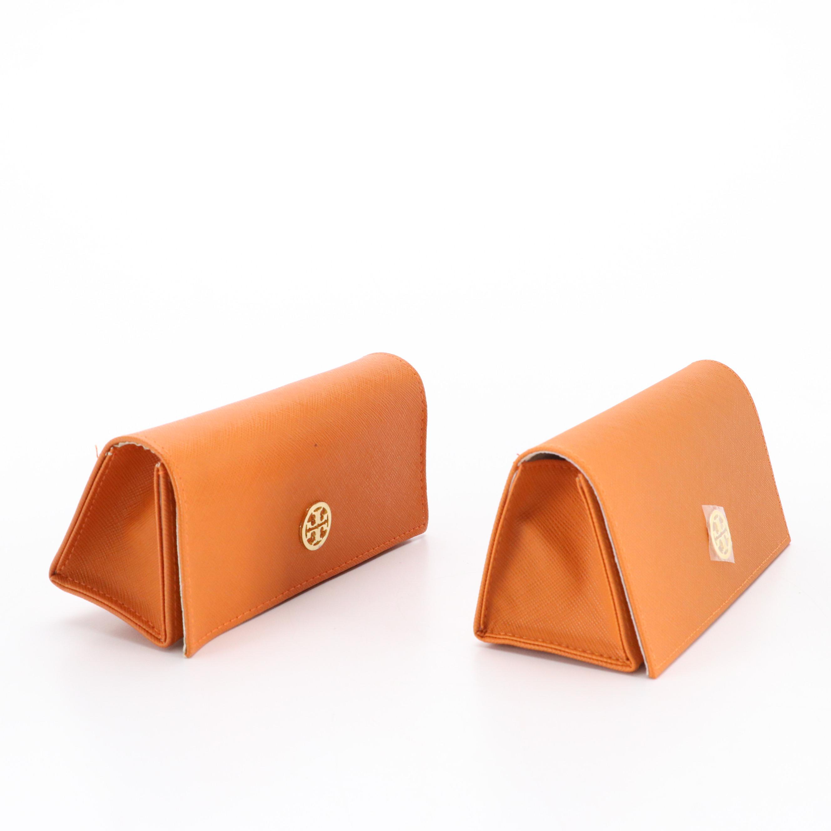 Tory Burch Sunglass Cases in Orange Saffiano Leather