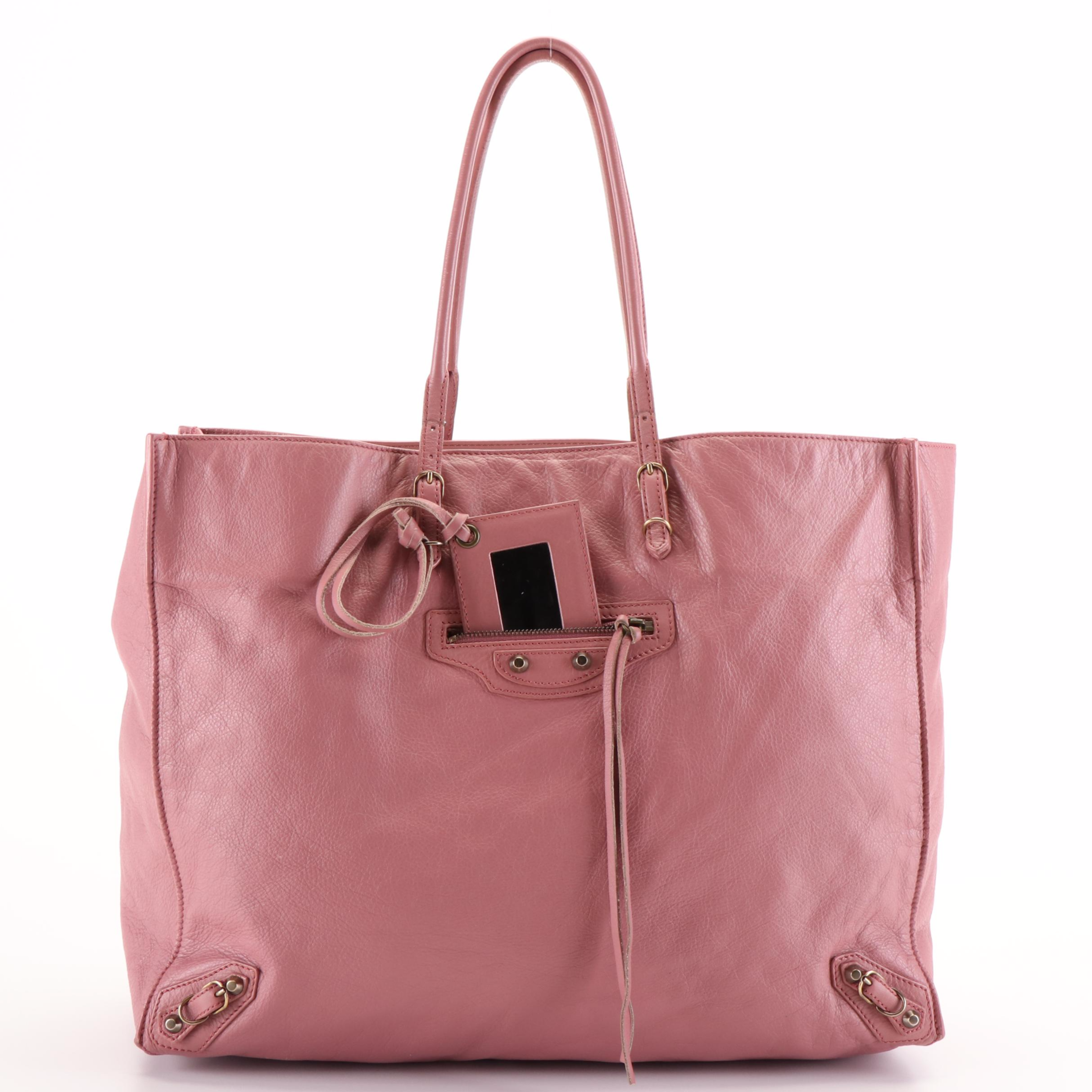 Balenciaga Papier A4 Classic Studs Tote in Pink Calfskin Leather