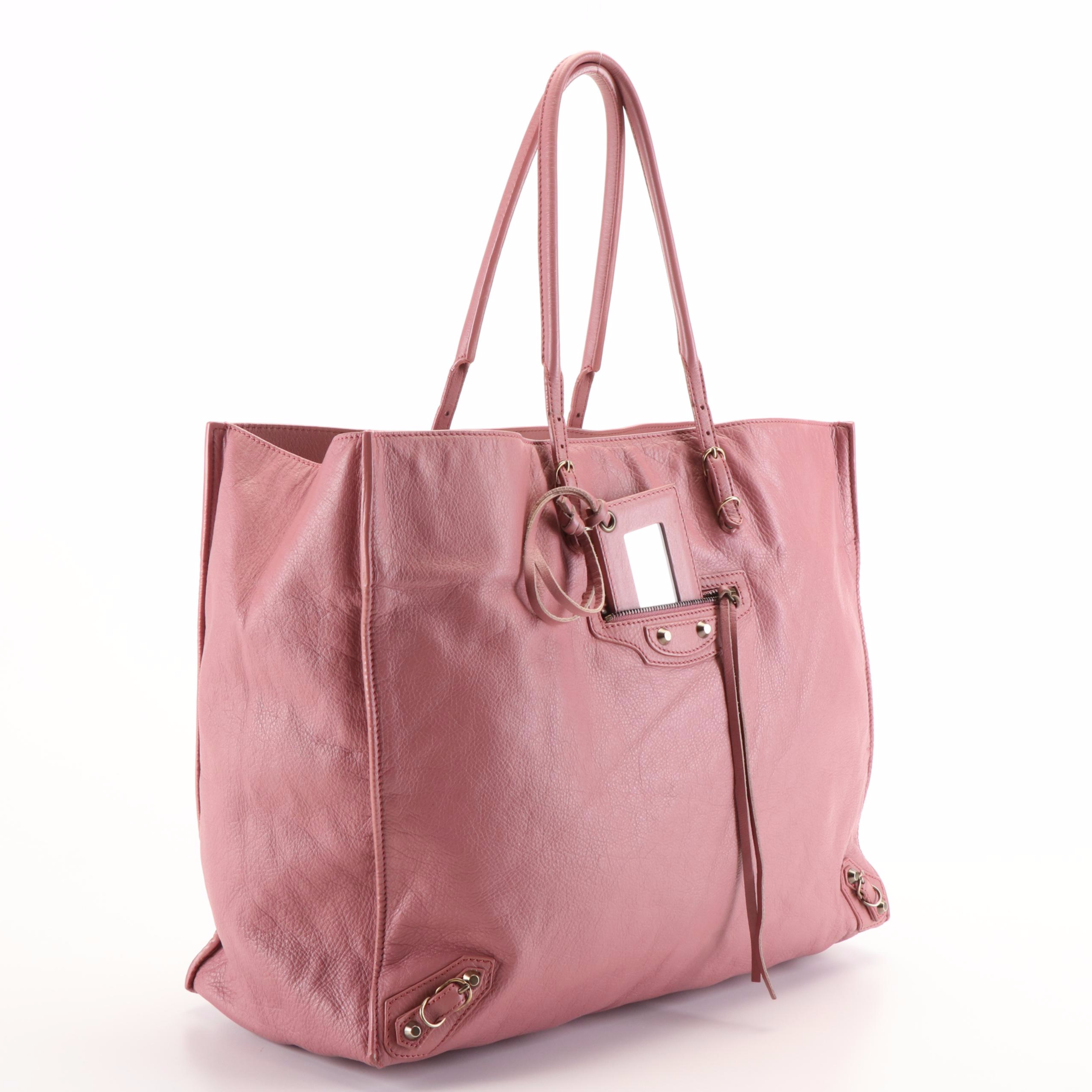 Balenciaga Papier A4 Classic Studs Tote in Pink Calfskin Leather