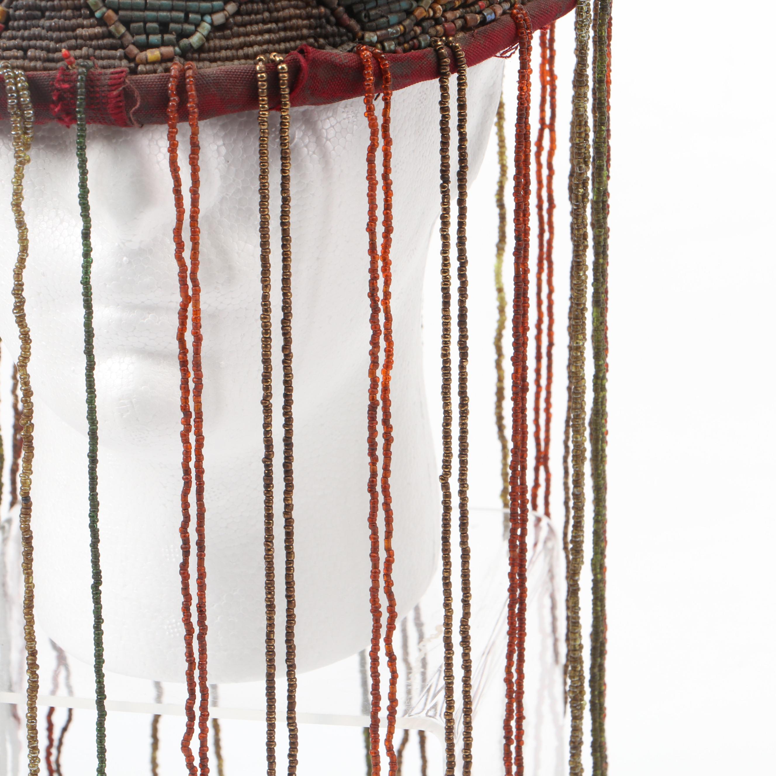 Nigerian Yoruba "Ade Oba" Hand-Beaded Royal Headdress Crowns