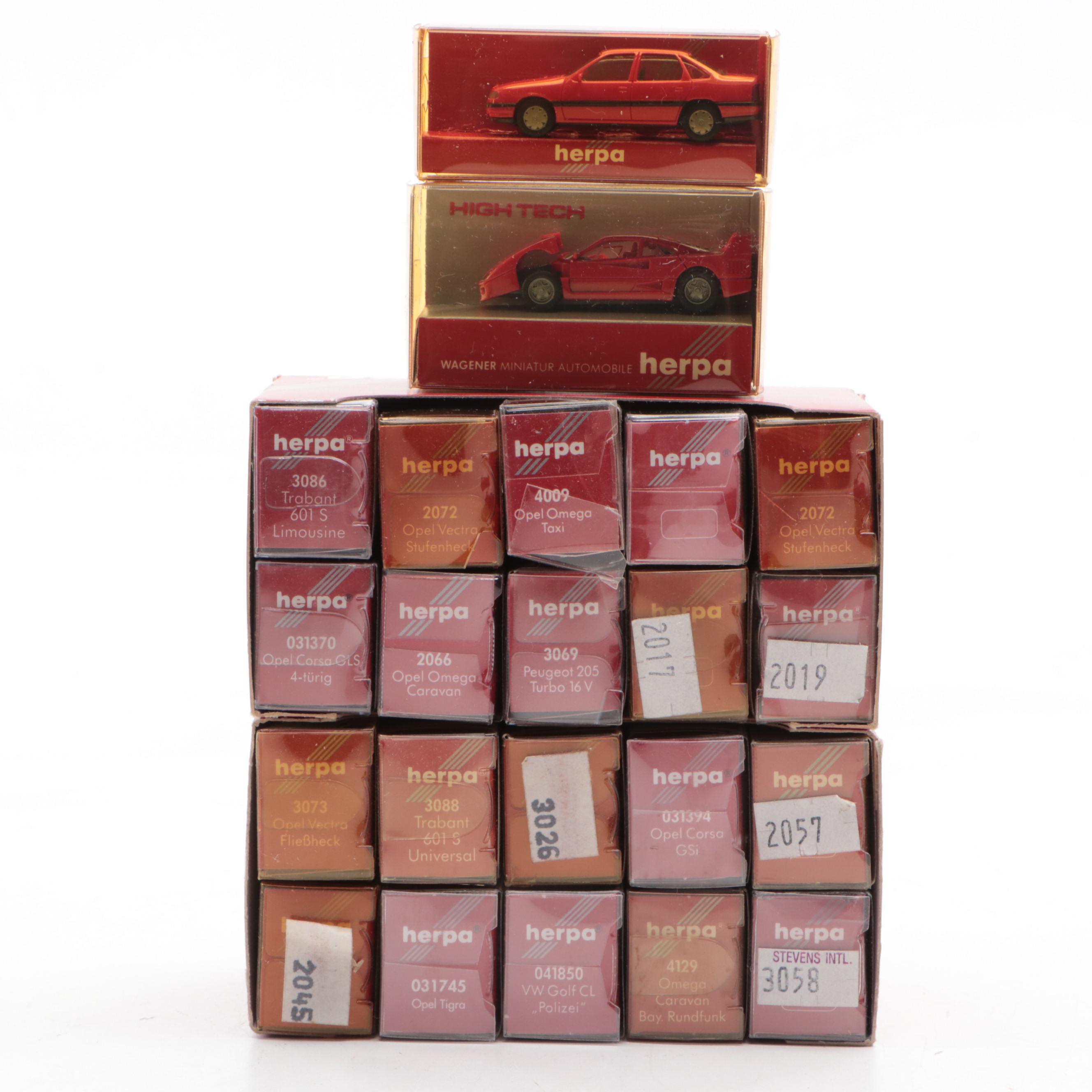 Herpa HO Scale Model Cars for Model Train Displays, Mid to Late 20th Century