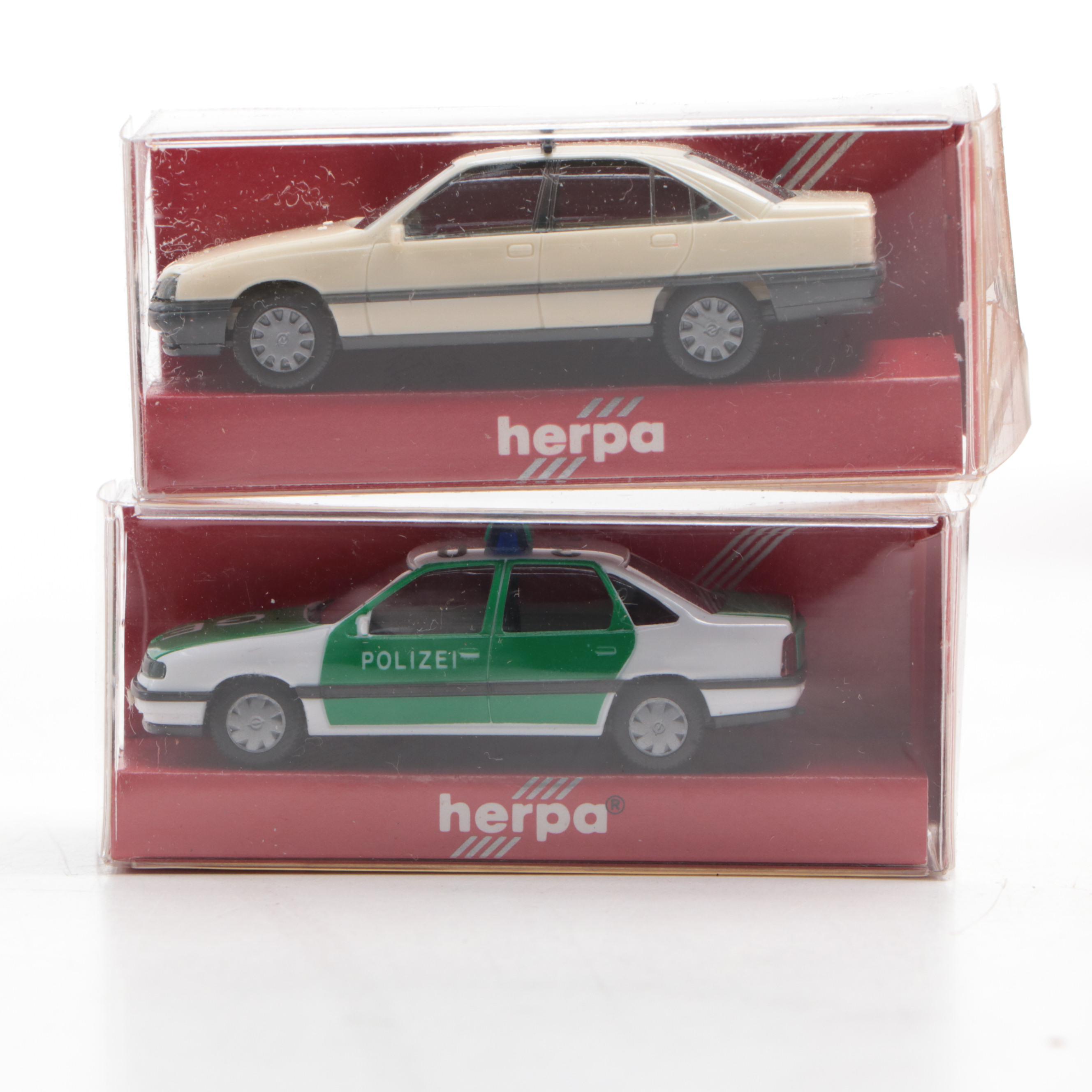 Herpa HO Scale Model Cars for Model Train Displays, Mid to Late 20th Century