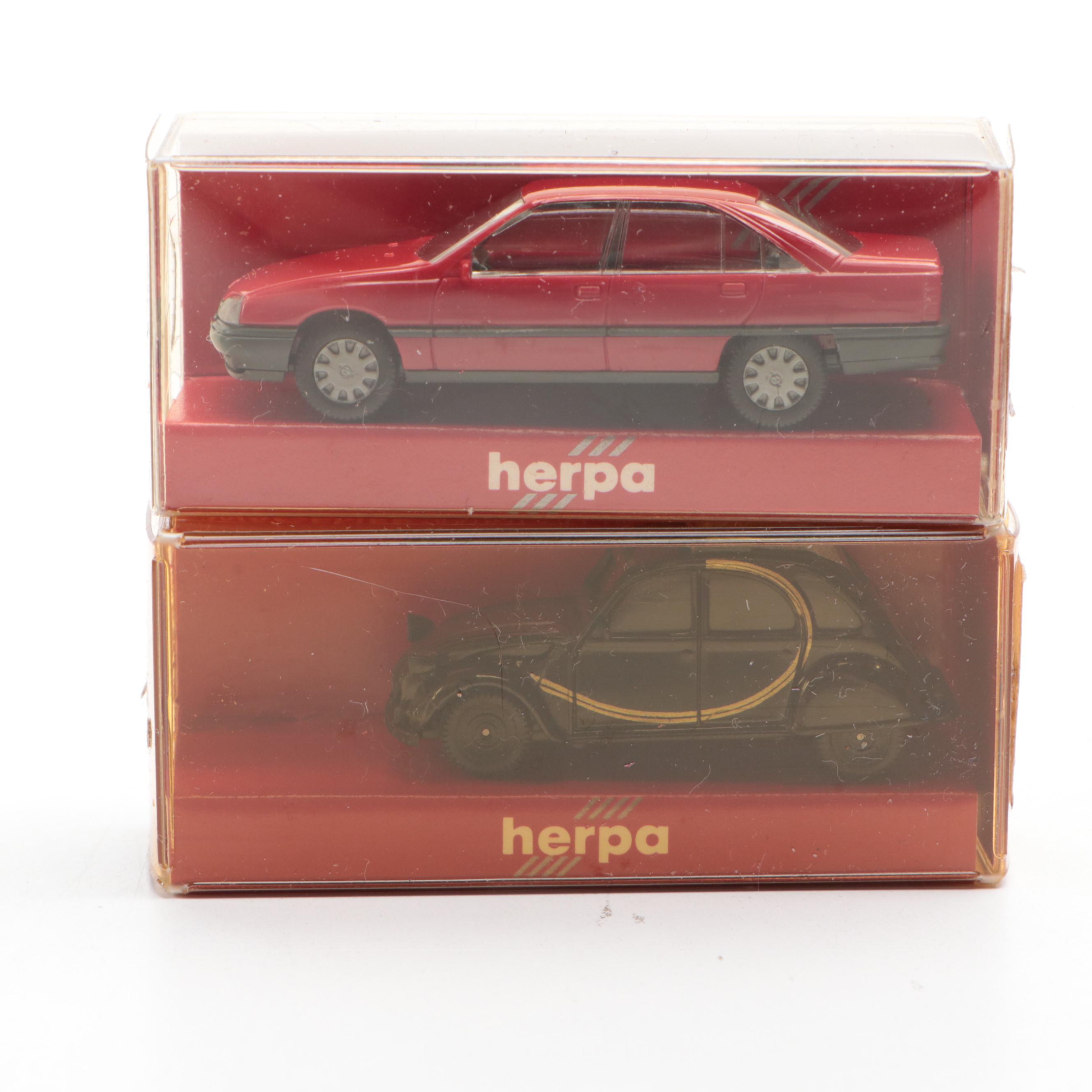 Herpa HO Scale Model Cars for Model Train Displays, Mid to Late 20th Century